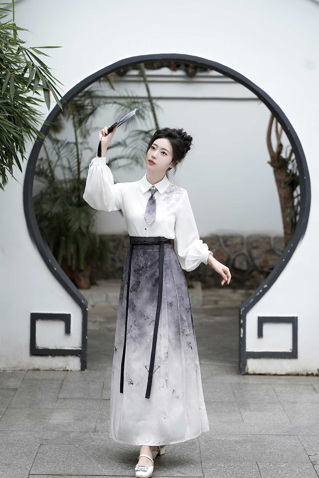 Modern Hanfu Black Hanfu Dress with Ma Mian Skirt New Chinese Style - liuyun 留云