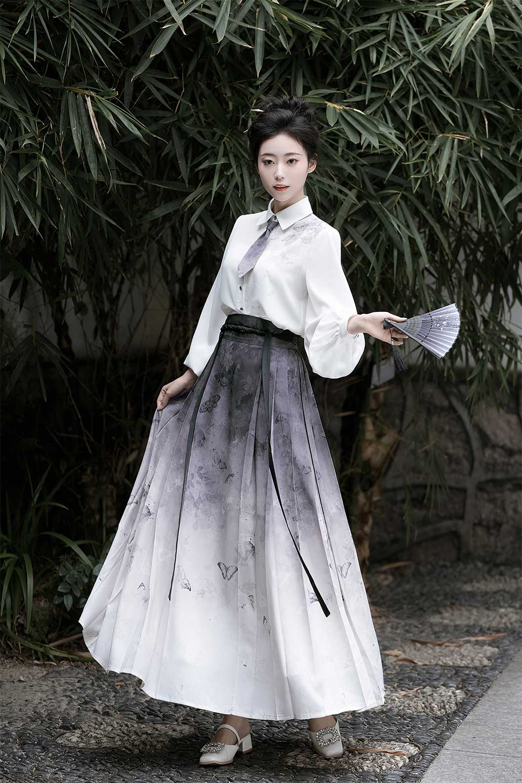 Modern Hanfu Black Hanfu Dress with Ma Mian Skirt New Chinese Style - liuyun 留云