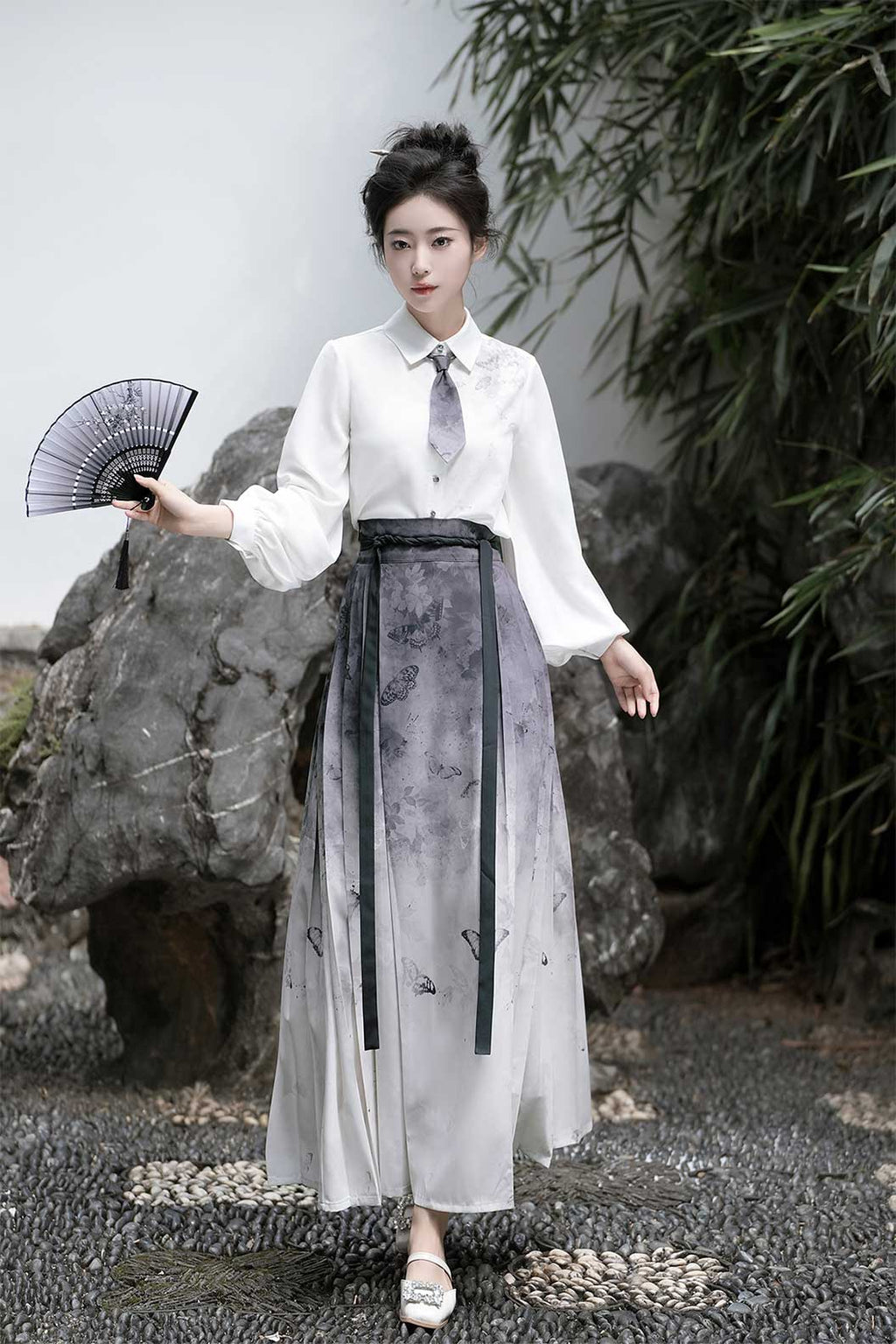 Modern Hanfu Black Hanfu Dress with Ma Mian Skirt New Chinese Style - liuyun 留云