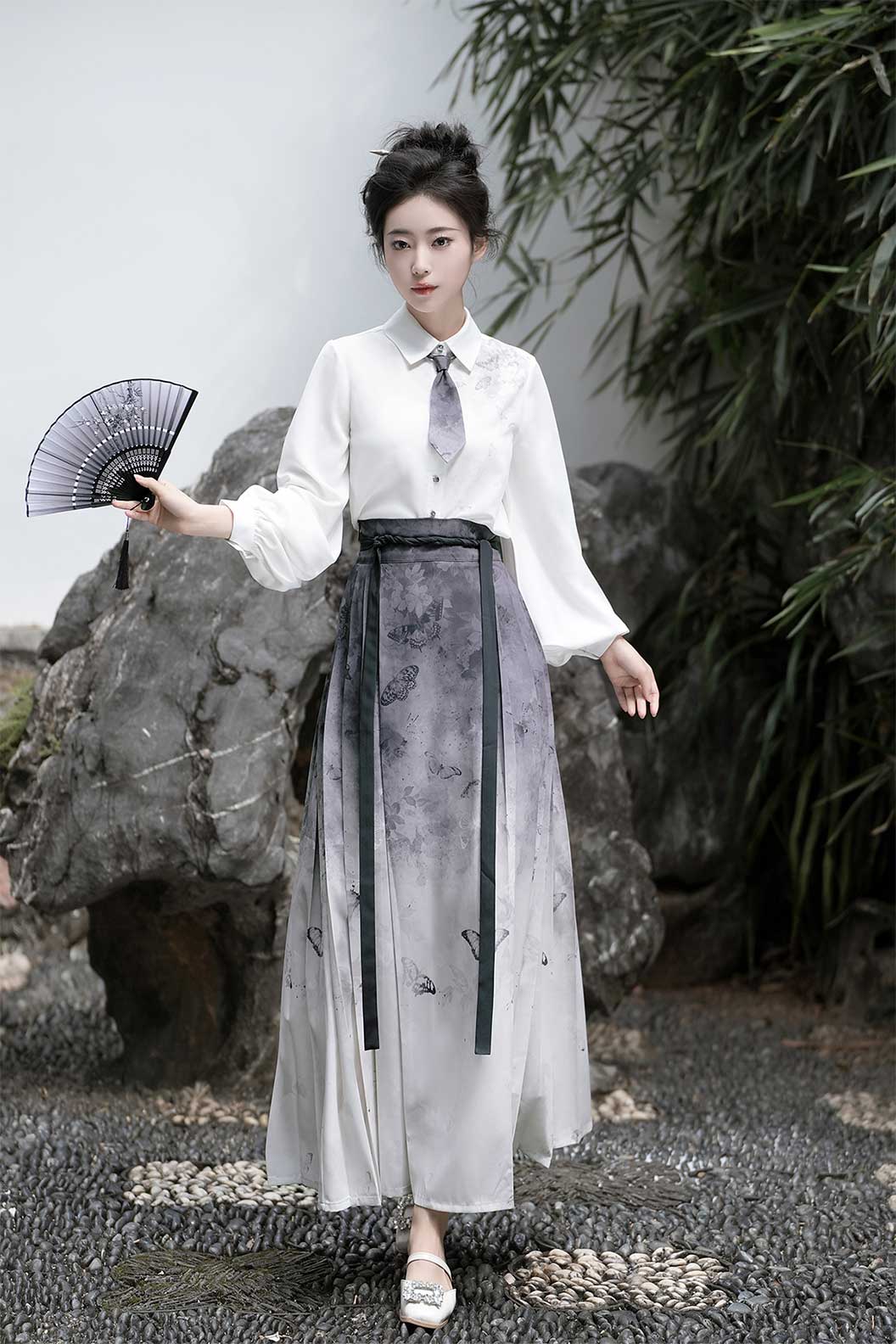 Modern Hanfu Black Hanfu Dress with Ma Mian Skirt New Chinese Style - liuyun 留云