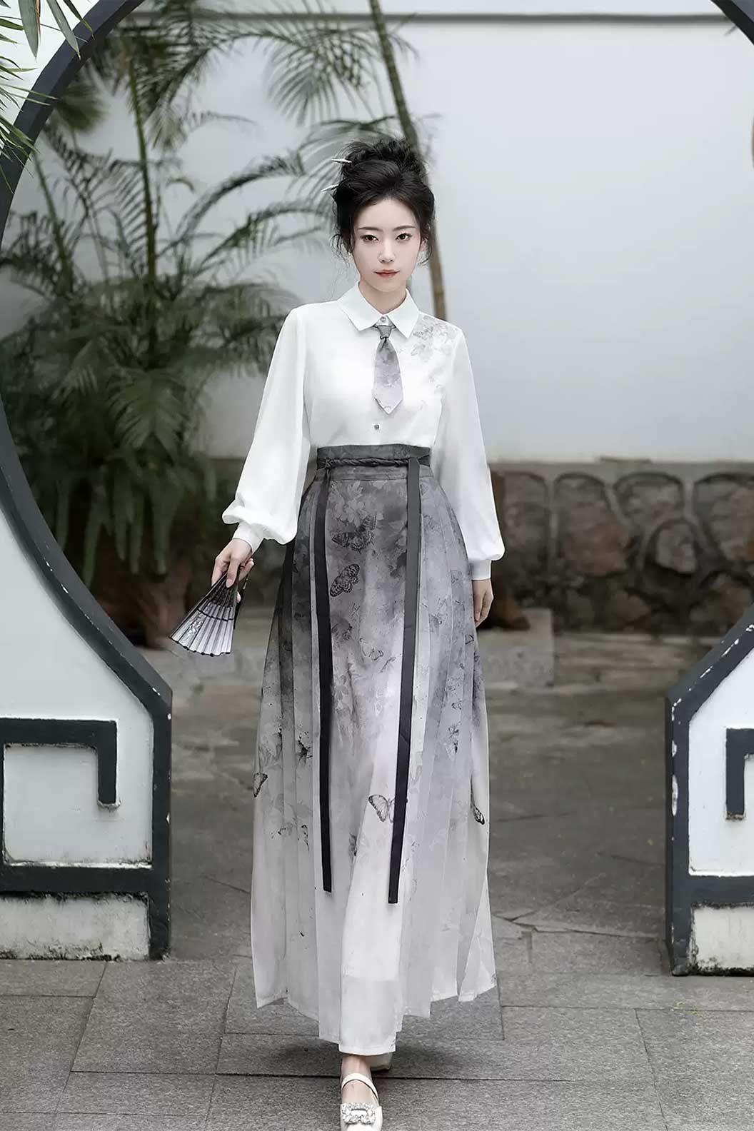 Modern Hanfu Black Hanfu Dress with Ma Mian Skirt New Chinese Style - liuyun 留云