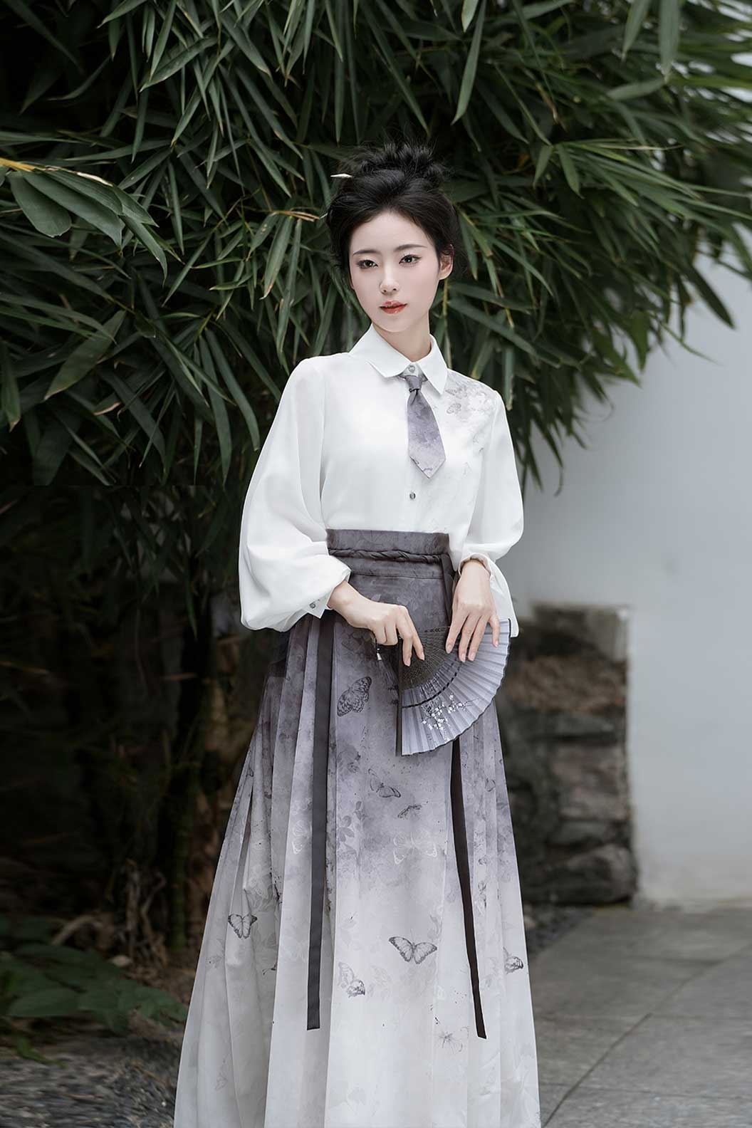 Modern Hanfu Black Hanfu Dress with Ma Mian Skirt New Chinese Style - liuyun 留云