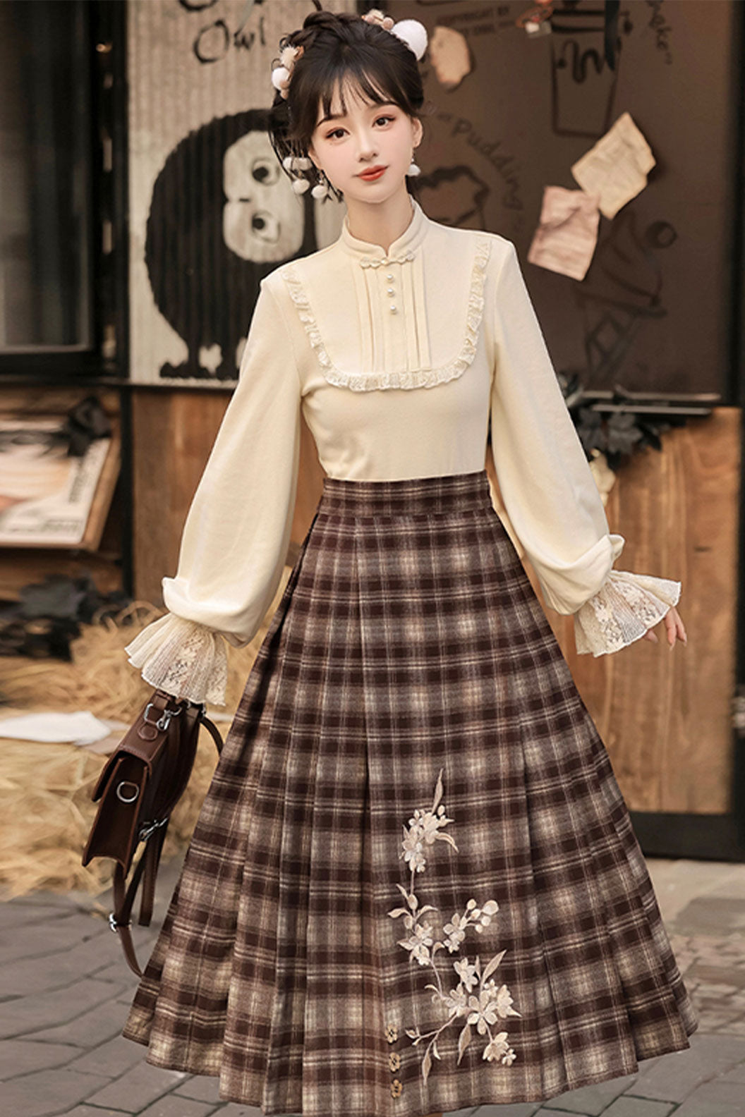 Modern Hanfu clothing Guofeng Banqun Qiudong Set Hanfu dress - nuanqiu 暖秋