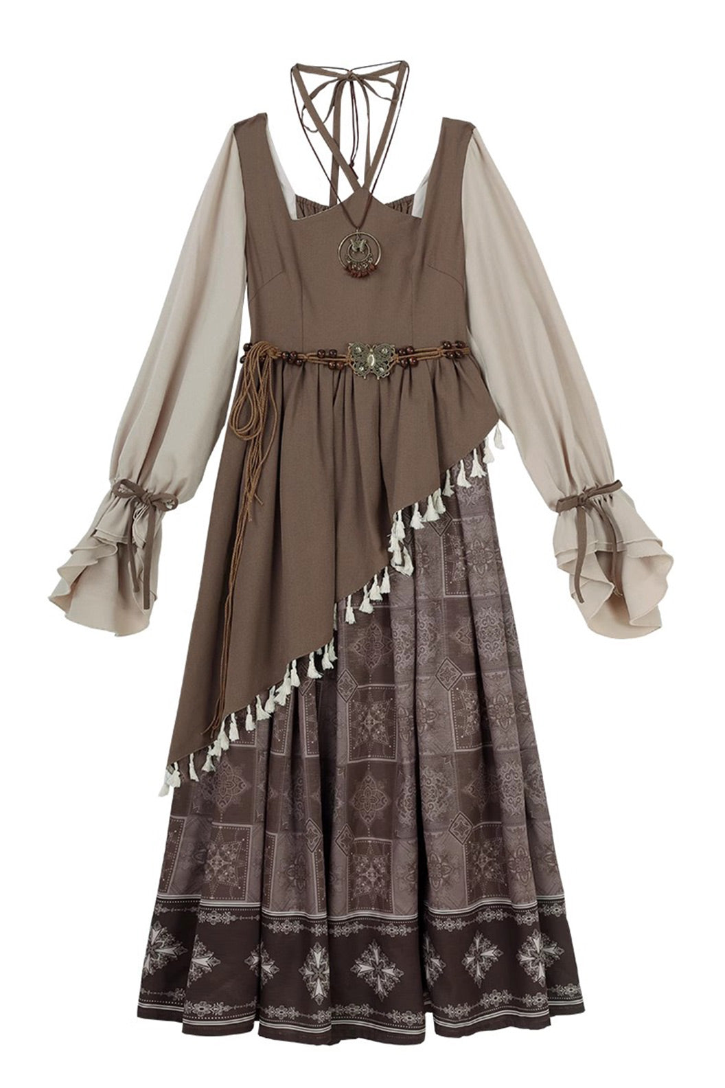 Modern Hanfu clothing New Chinese Style Guofeng Autumn Set Brown Hanfu dress - yueya 月芽