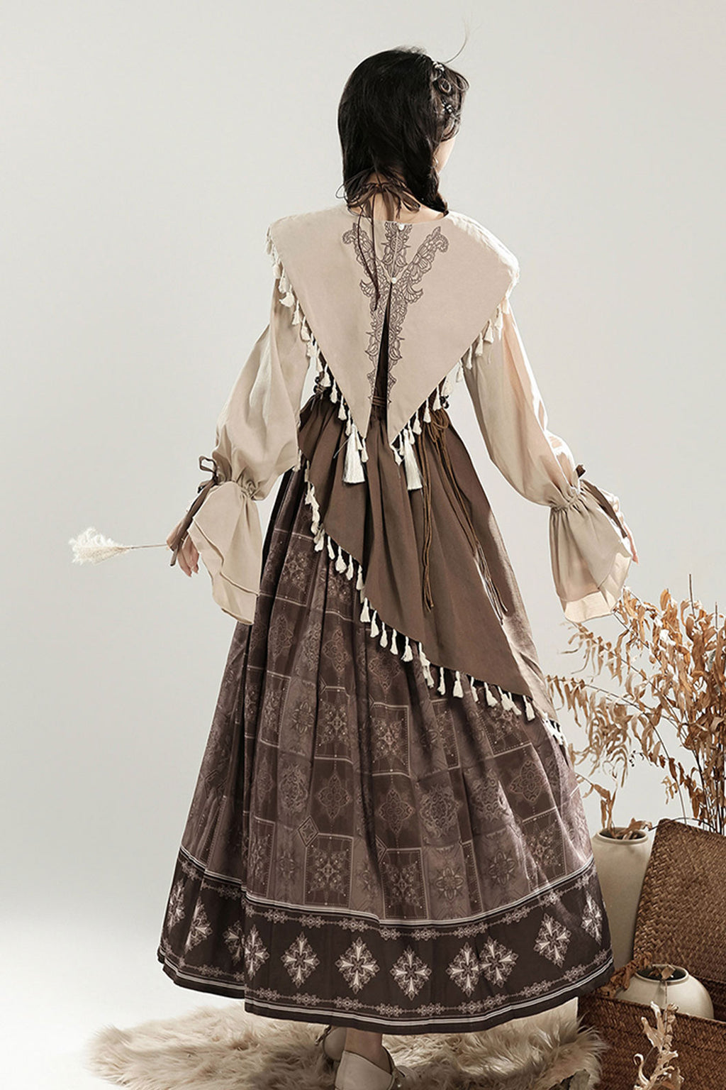 Modern Hanfu clothing New Chinese Style Guofeng Autumn Set Brown Hanfu dress - yueya 月芽