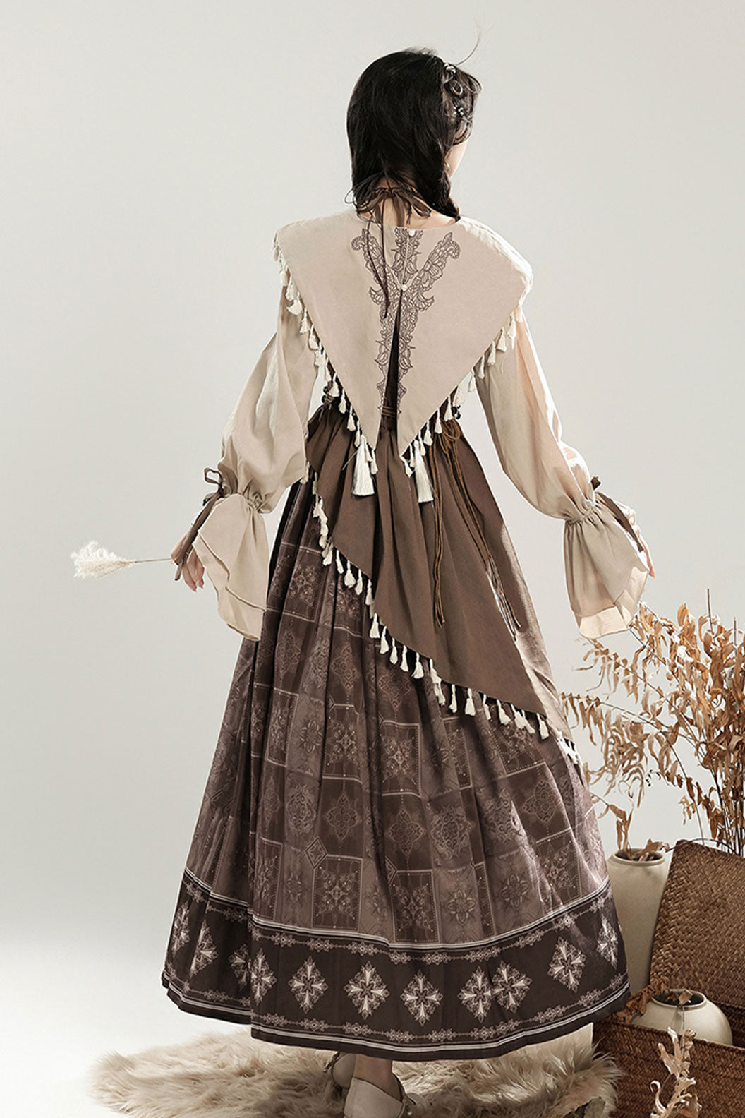 Modern Hanfu clothing New Chinese Style Guofeng Autumn Set Brown Hanfu dress - yueya 月芽