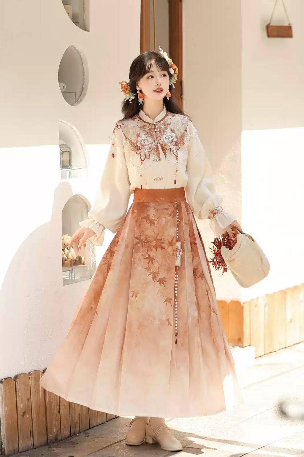 Modern Hanfu clothing New Chinese Style Sanjian Skirt Autumn Outfit Hanfu dress - fengye 枫叶