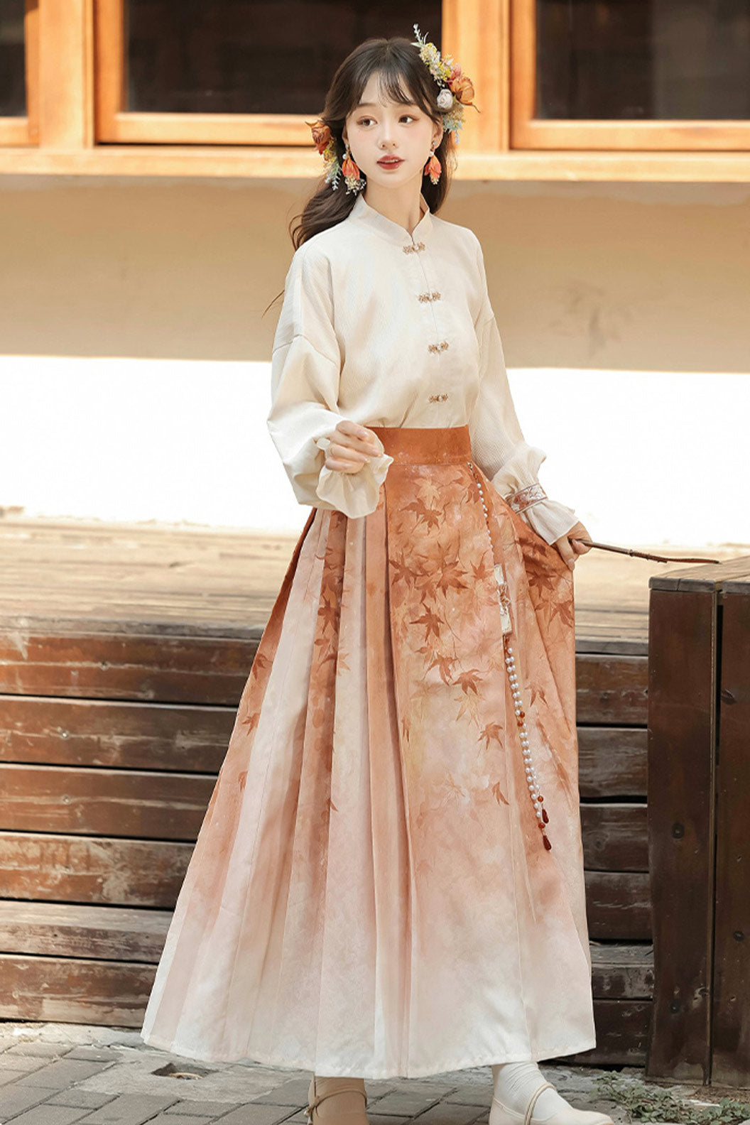 Modern Hanfu clothing New Chinese Style Sanjian Skirt Autumn Outfit Hanfu dress - fengye 枫叶