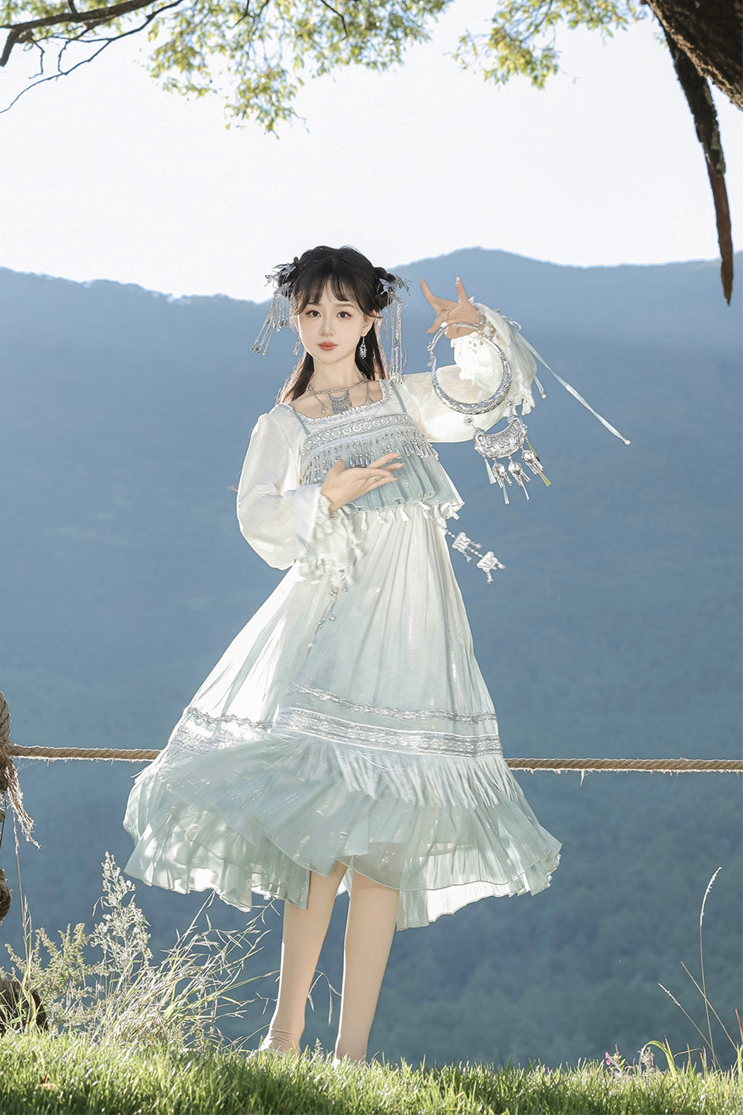 Modern Hanfu Clothing Traditional Chinese Outfit  Blue Hanfu Dress - linyao 霖谣