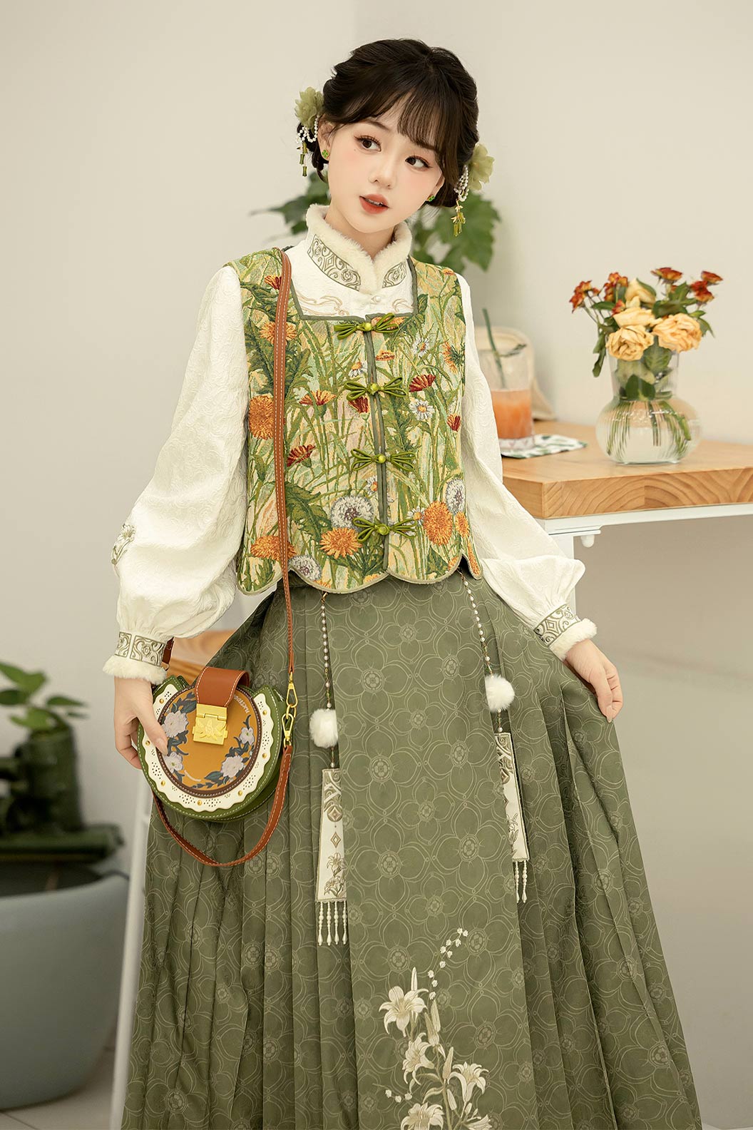 Modern Hanfu Green Hanfu Dress Vintage Mamian Skirt New Chinese Style Outfit - wanliu 菀柳