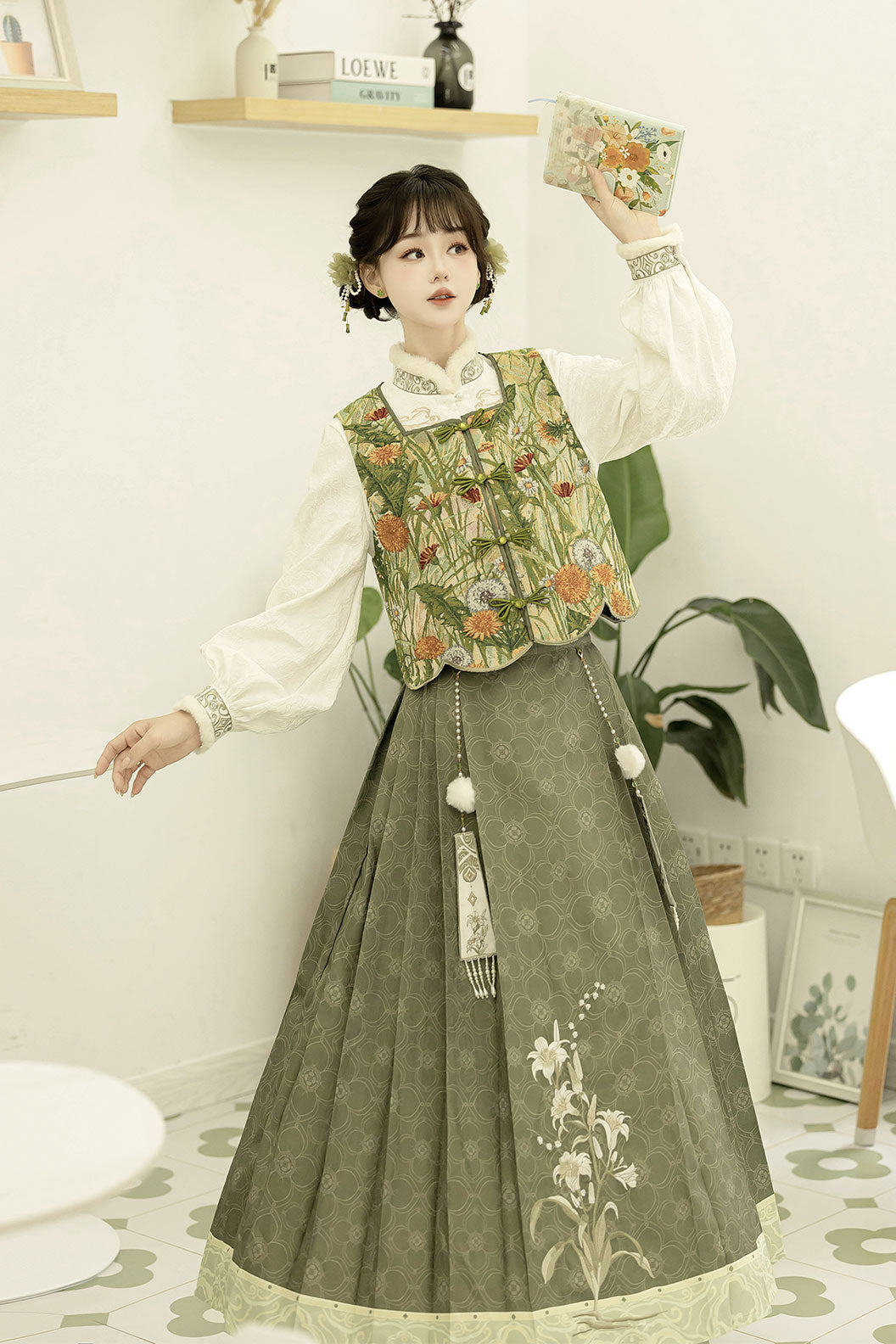 Modern Hanfu Green Hanfu Dress Vintage Mamian Skirt New Chinese Style Outfit - wanliu 菀柳