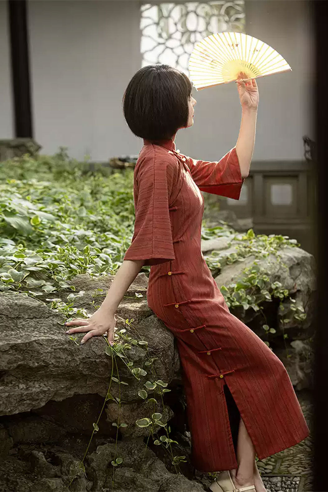 Modern Hanfu Red Qipao Dress in New Chinese Style - qingqiuyouxin 清秋有信