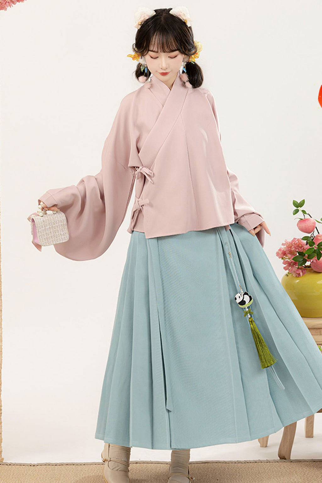 Modern Hanfu with Triangle Set Straight Collar and Short Jacket - dongruo 冬若