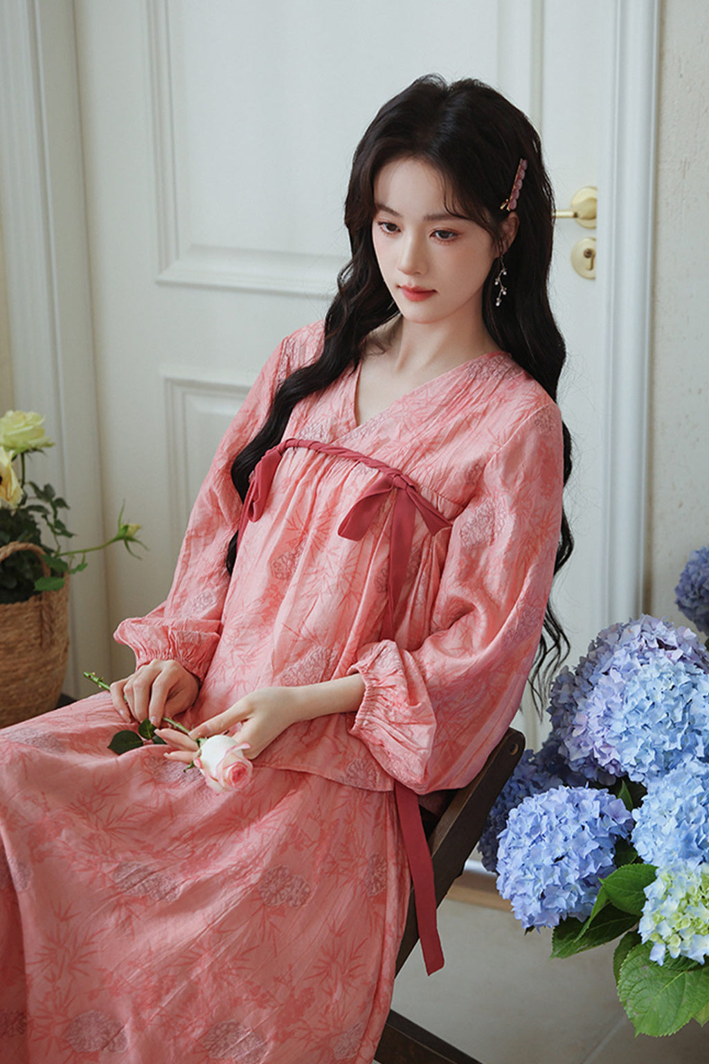 Pink Floral Hanfu Daily Casual Dress - chunriying 春日樱