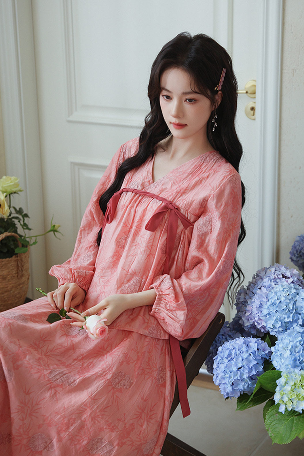 Pink Floral Hanfu Daily Casual Dress - chunriying 春日樱
