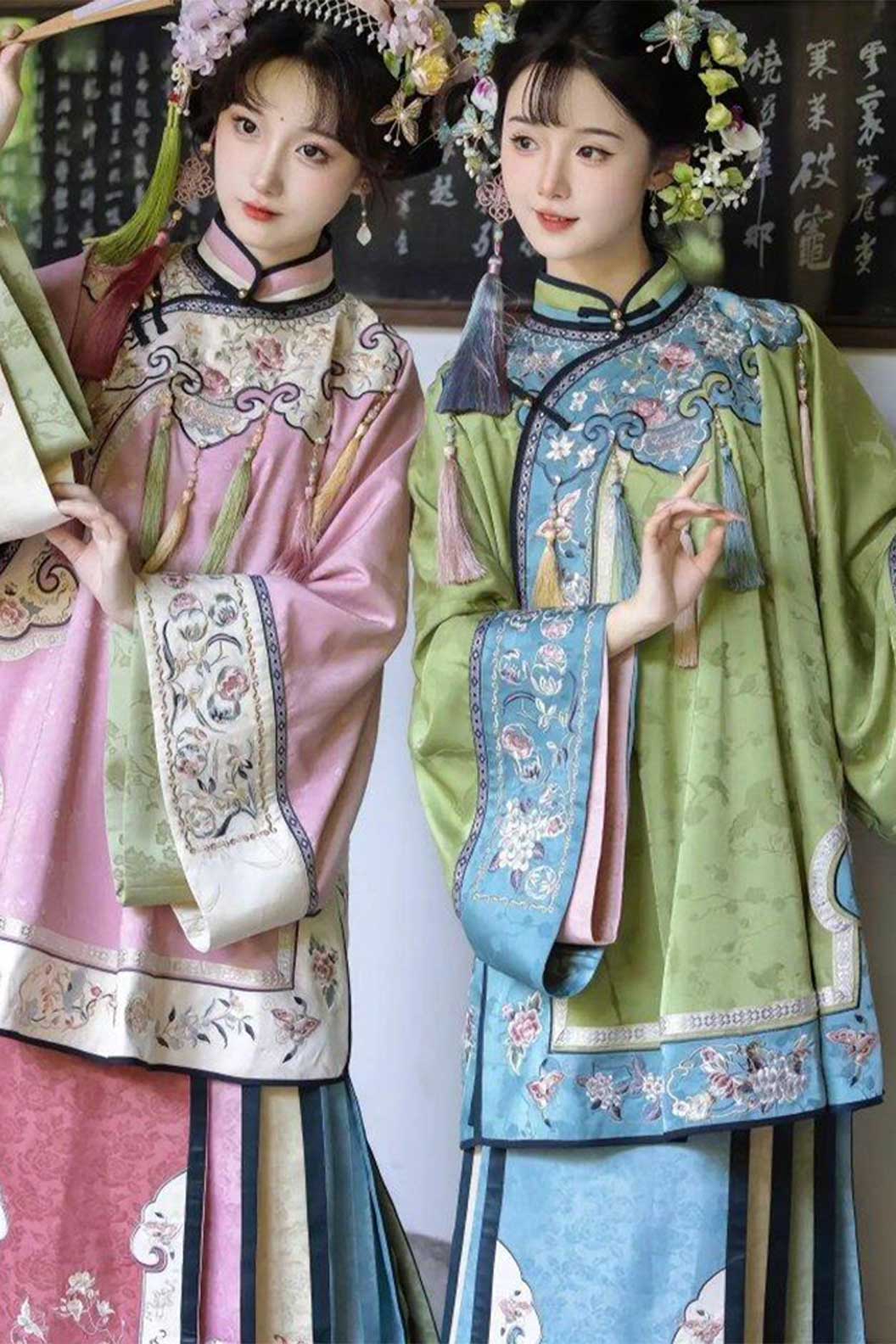 Qing dynasty hanfu mamian skirt hanfu dress for spring - wanqingege 晚清格格