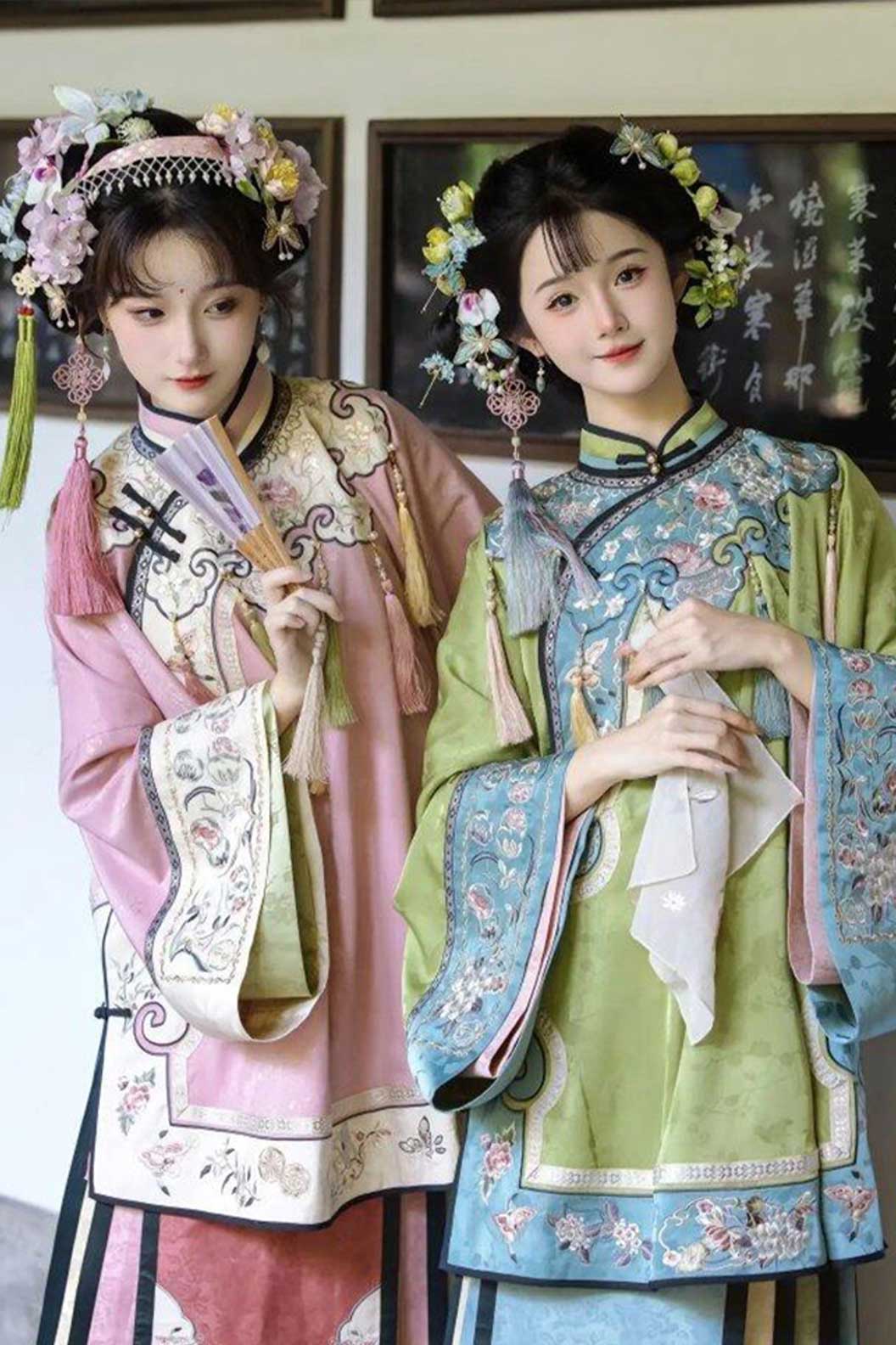 Qing dynasty hanfu mamian skirt hanfu dress for spring - wanqingege 晚清格格