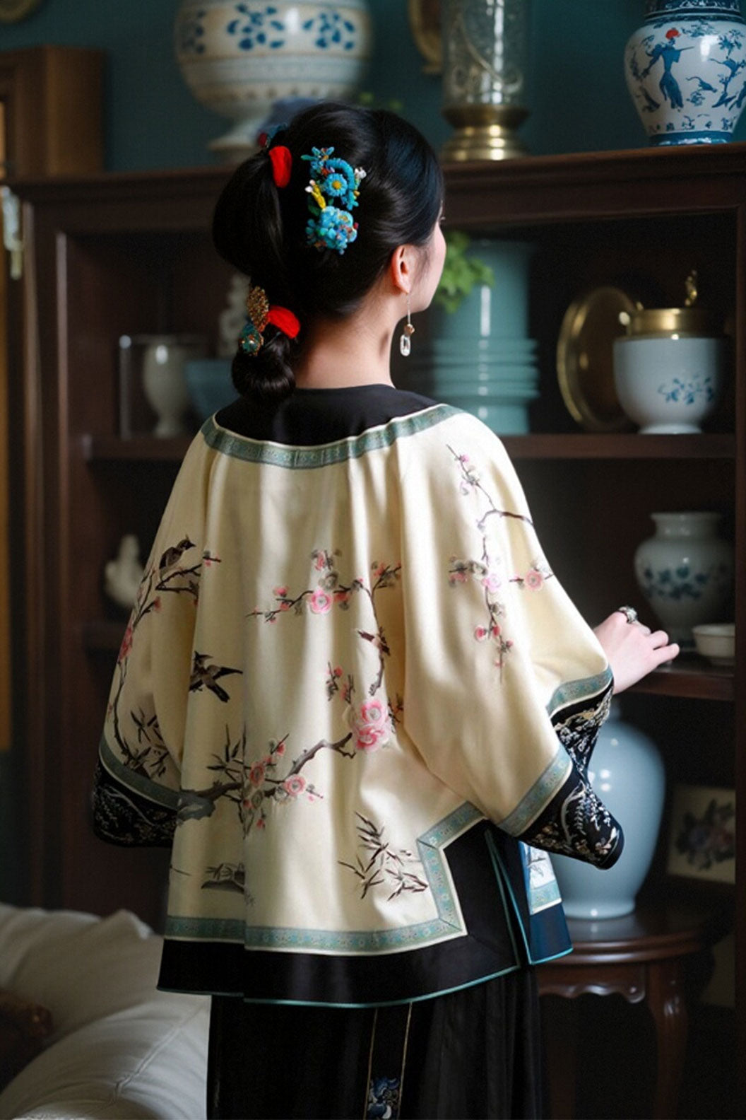 Qing dynasty hanfu modern chinese style dress withWide-sleeved straight-fron - yingxueyin 映雪吟