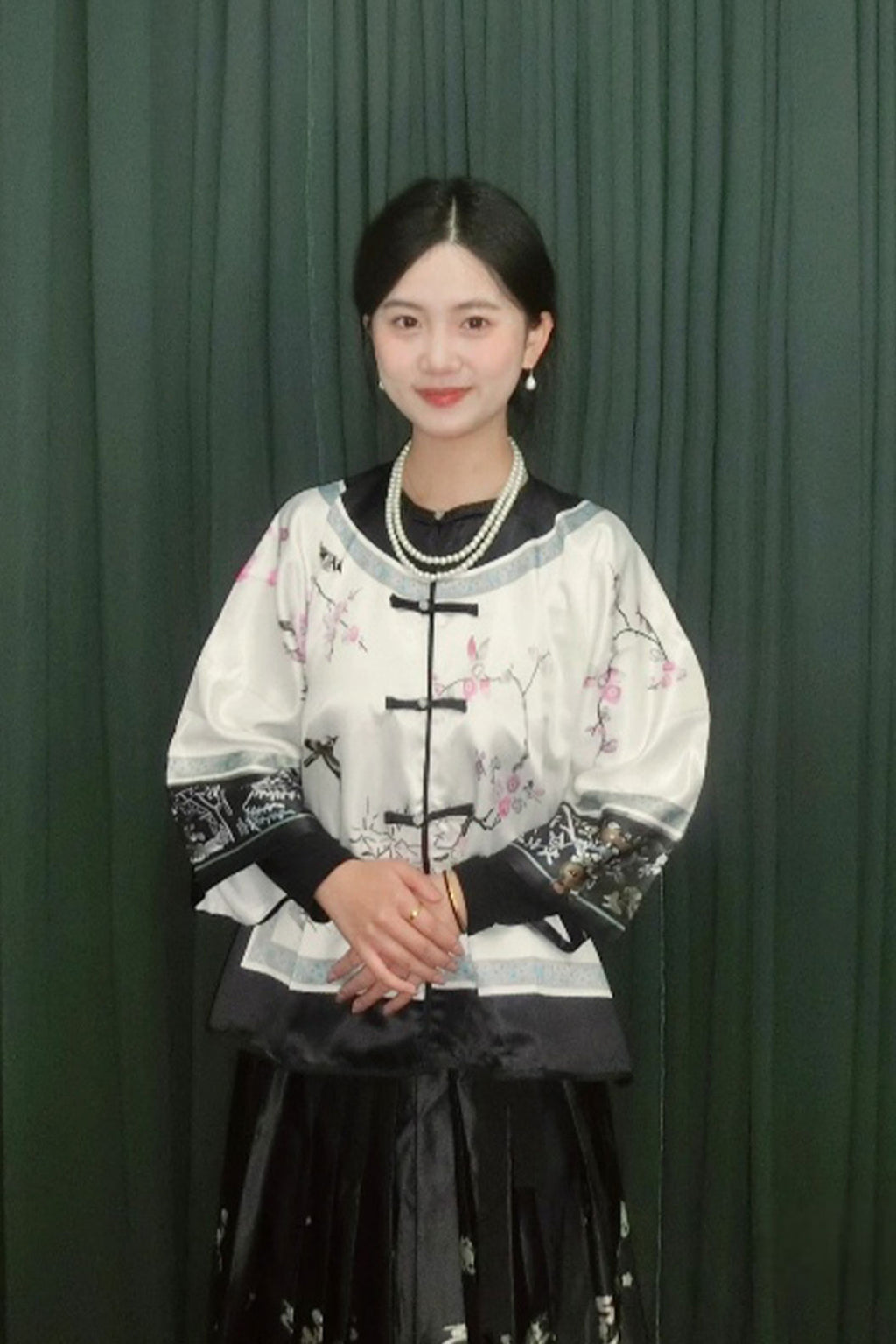 Qing dynasty hanfu modern chinese style dress withWide-sleeved straight-fron - yingxueyin 映雪吟