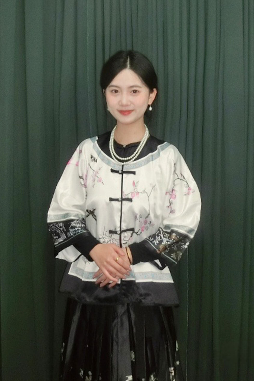 Qing dynasty hanfu modern chinese style dress withWide-sleeved straight-fron - yingxueyin 映雪吟