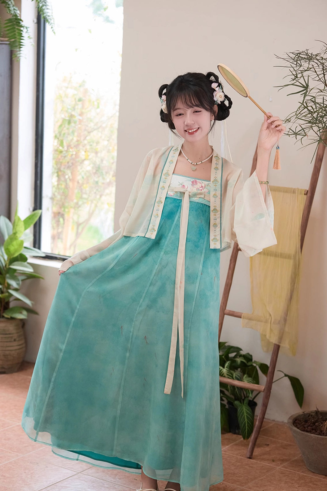 Song Dynasty Blue Hanfu Dress Outer Robe Chest High Koi Fish Dress - xiaohexian 小荷仙（Preorder）