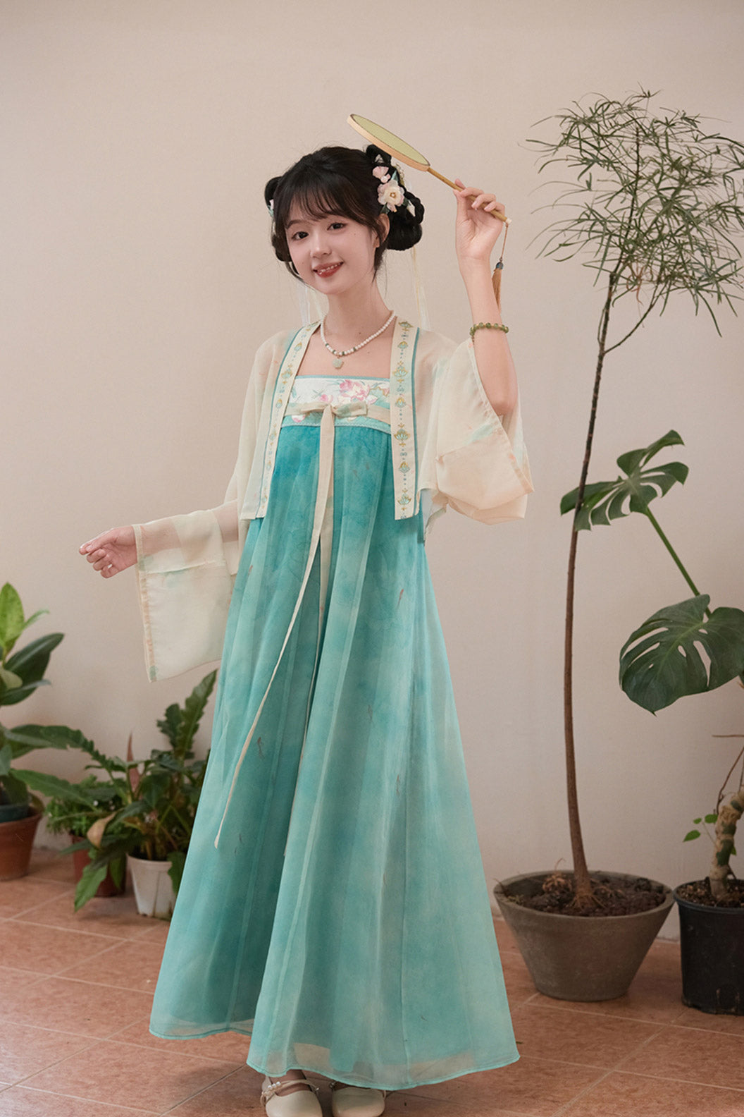 Song Dynasty Blue Hanfu Dress Outer Robe Chest High Koi Fish Dress - xiaohexian 小荷仙（Preorder）