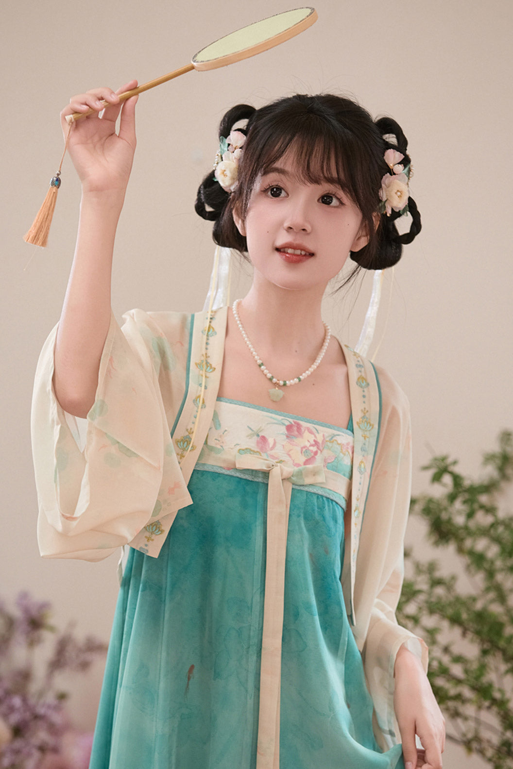 Song Dynasty Blue Hanfu Dress Outer Robe Chest High Koi Fish Dress - xiaohexian 小荷仙（Preorder）