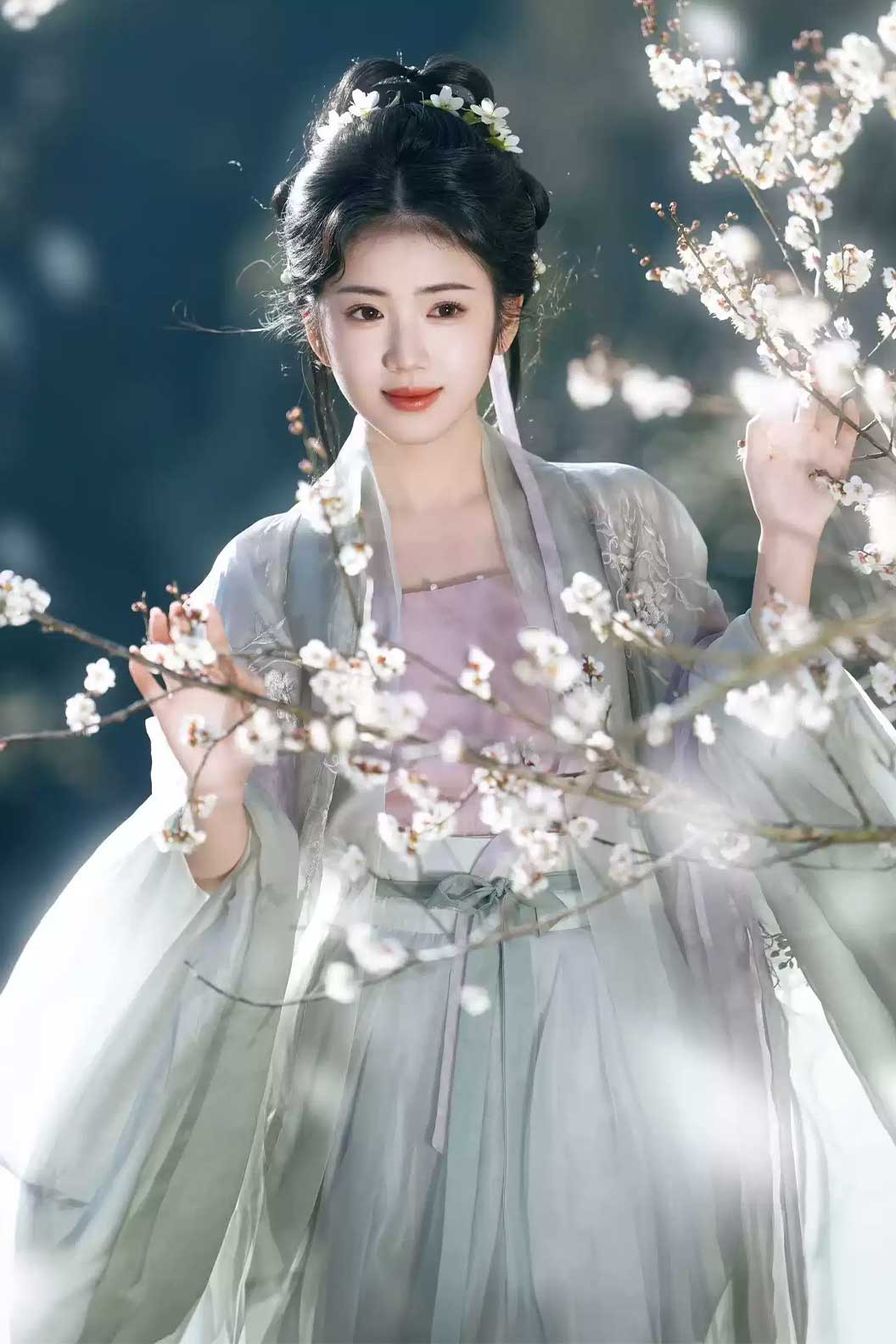 Song Dynasty Blue Hanfu Dress with Wide Sleeves for Daily Wear - languangsui 澜光碎