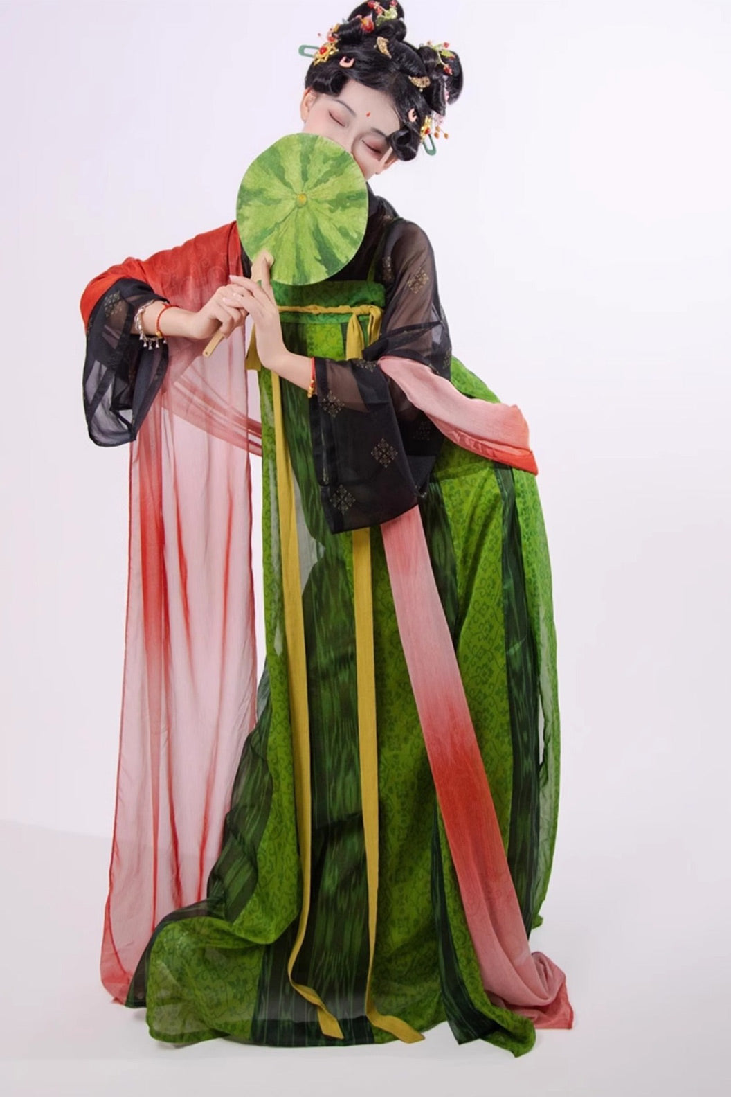 Song Dynasty Clothing Chest High Ruqun Skirt Twenty Pleats Green Hanfu Dress - xiguatang 西瓜糖
