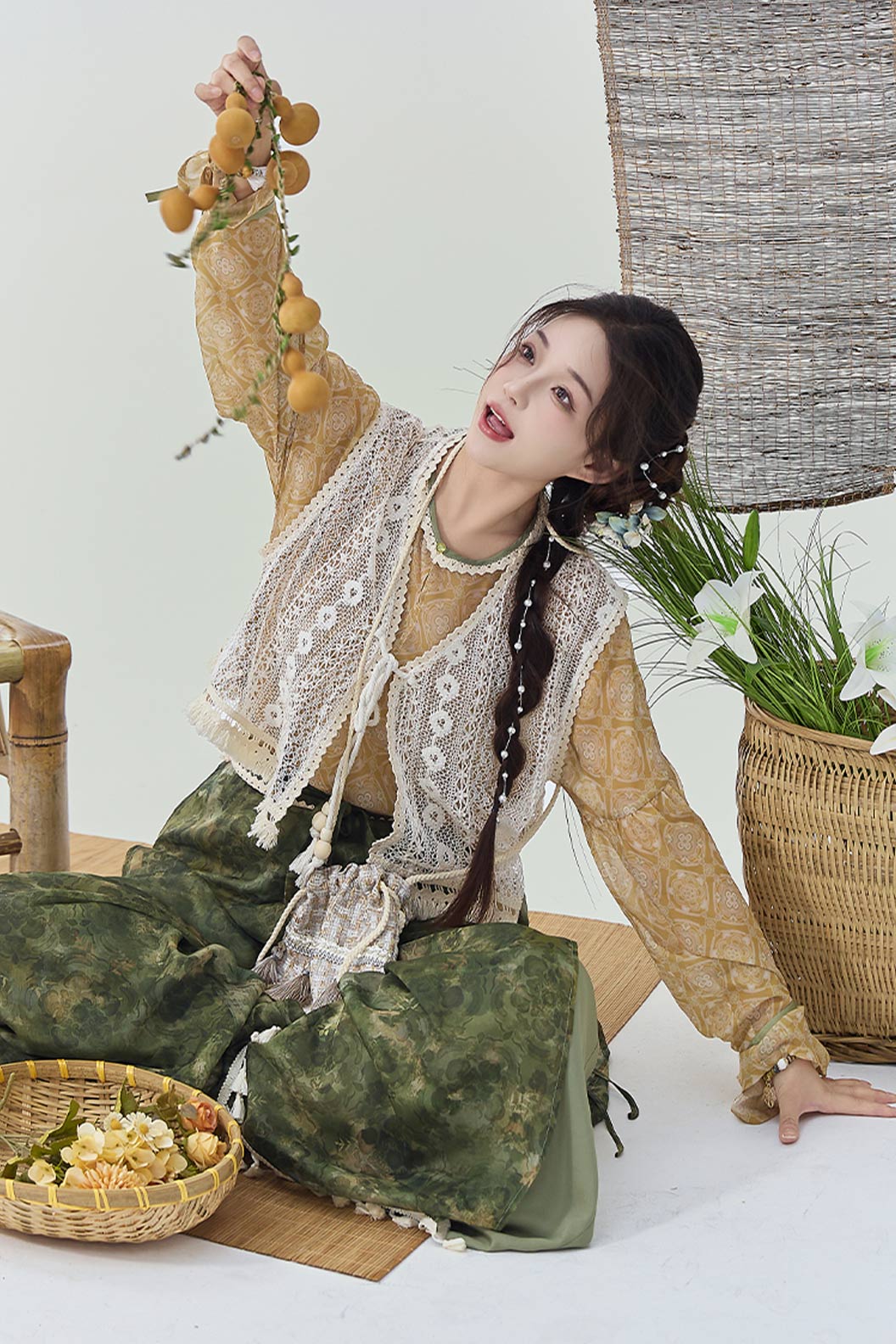 Modern Hanfu  Clothing Vest Wide Leg Pants Purple Hanfu Dress - qingyunjin 晴云锦