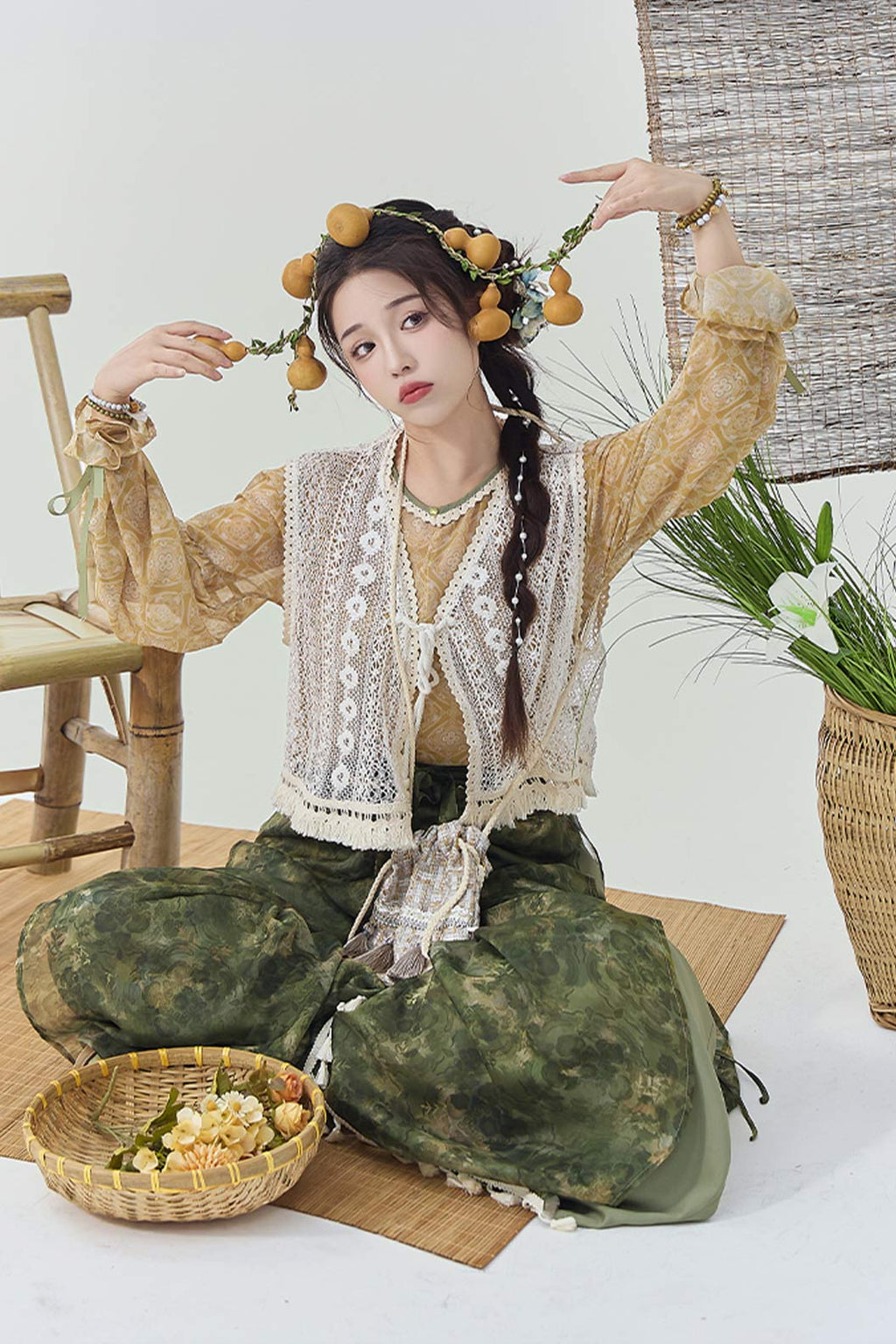 Modern Hanfu  Clothing Vest Wide Leg Pants Purple Hanfu Dress - qingyunjin 晴云锦