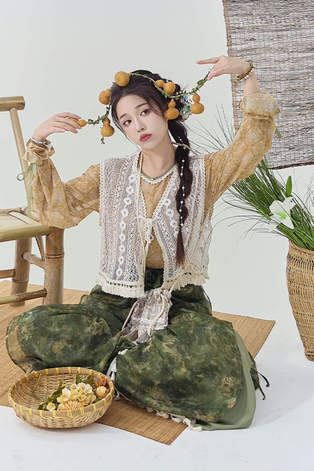 Modern Hanfu  Clothing Vest Wide Leg Pants Purple Hanfu Dress - qingyunjin 晴云锦