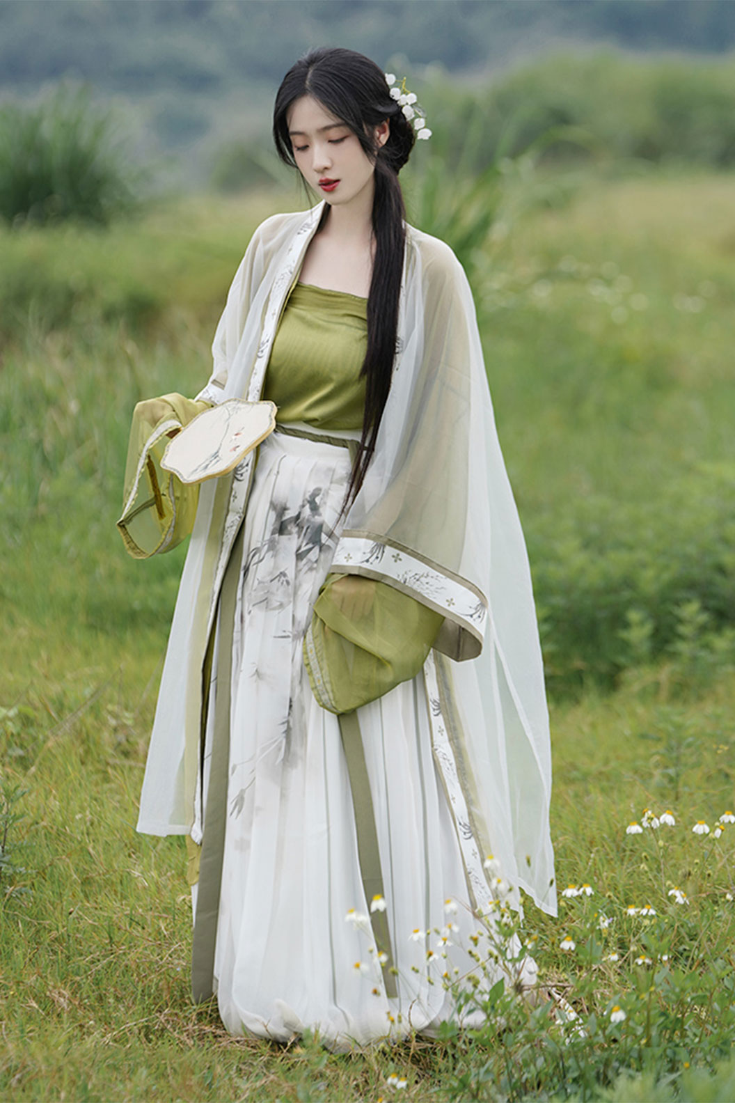 Song Dynasty Green Hanfu Dress Qi Yao Ruqun Skirt for Spring and Autumn - shuye 疏野