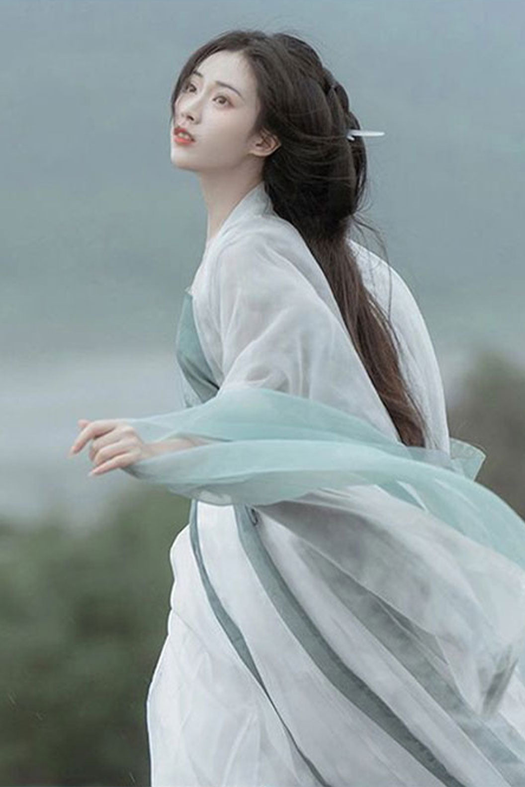 Song Dynasty Green Hanfu Dress with Chinese Style and One-Piece Skirt - liumeng 柳梦