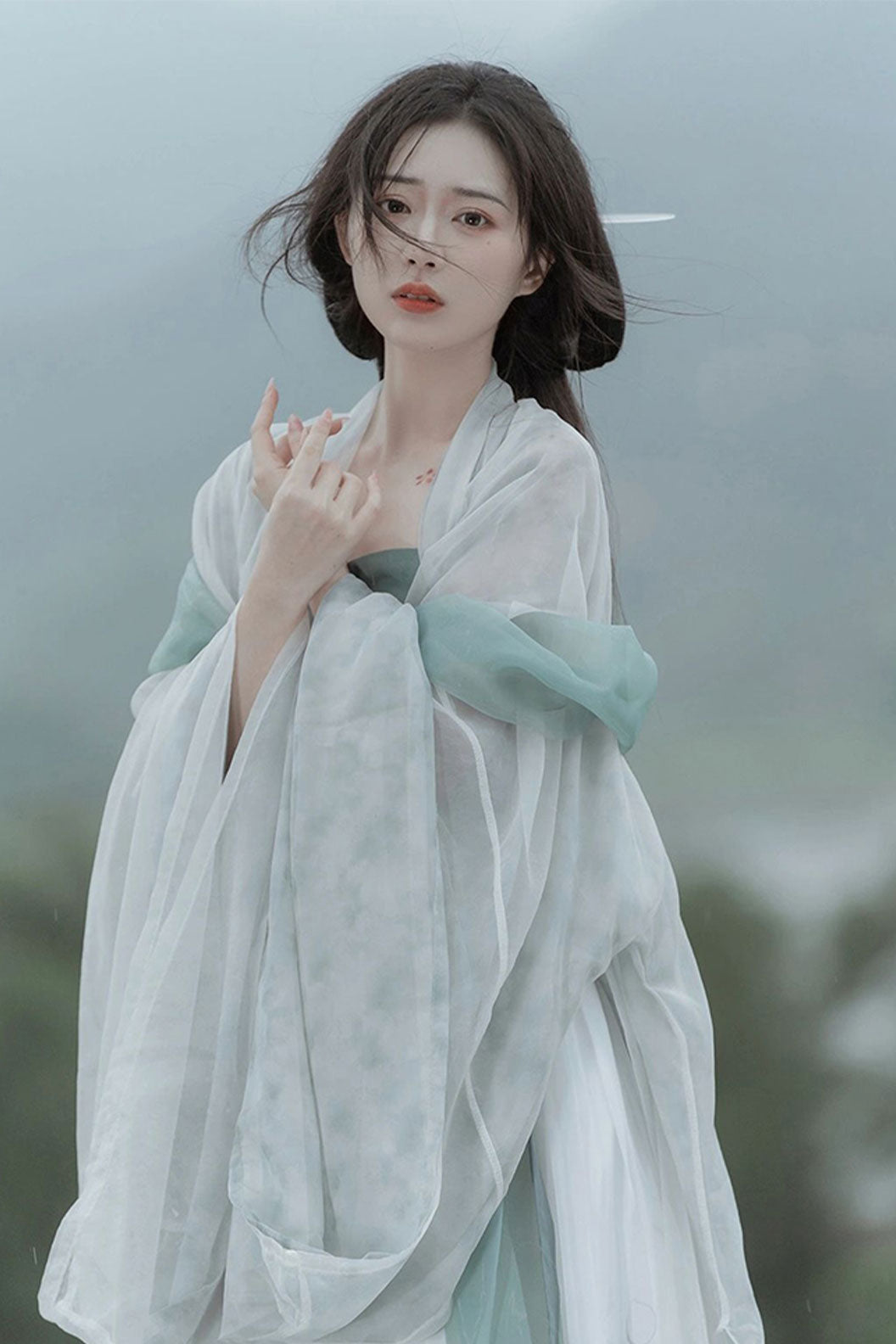 Song Dynasty Green Hanfu Dress with Chinese Style and One-Piece Skirt - liumeng 柳梦