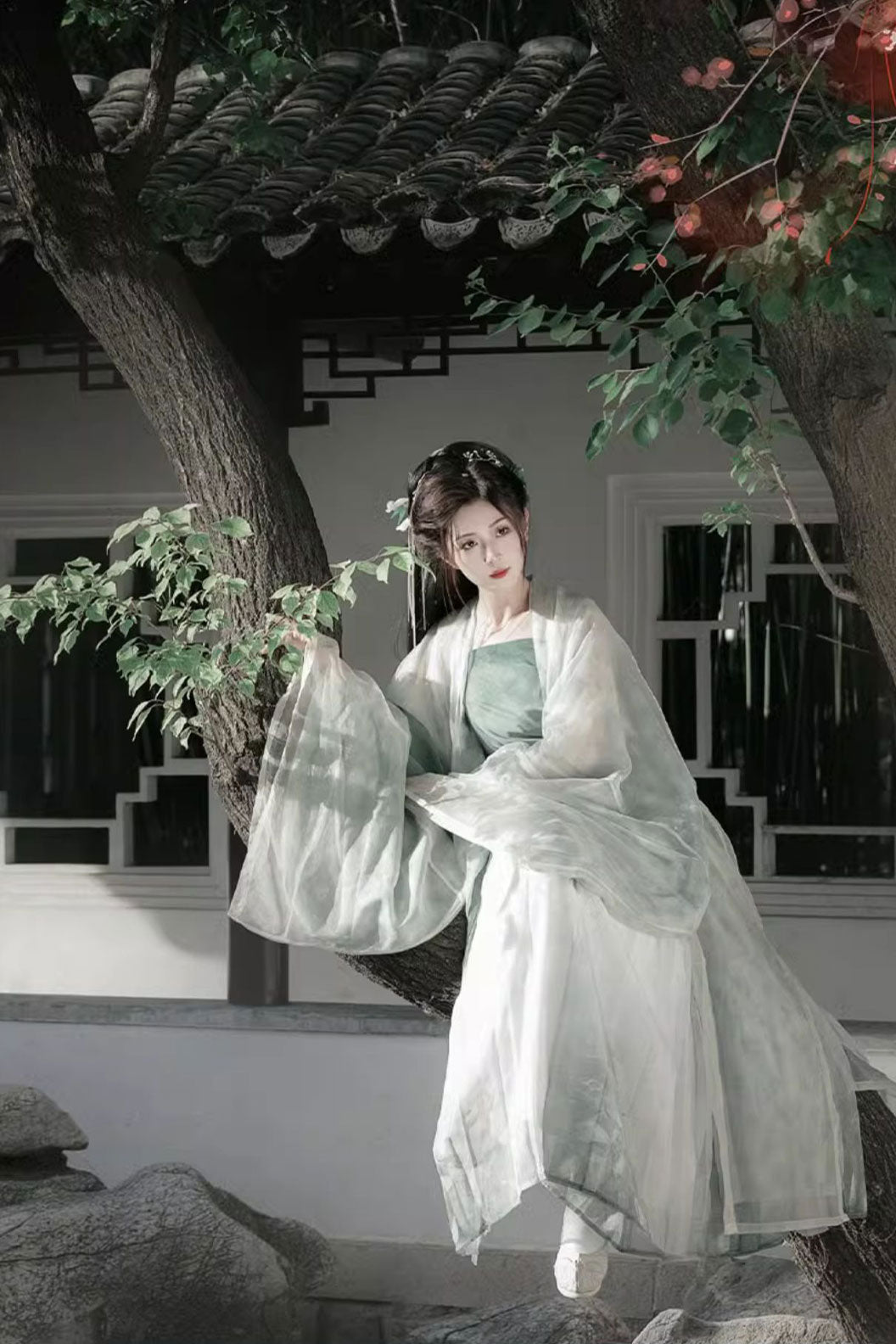 Song Dynasty Green Hanfu Dress with Chinese Style and One-Piece Skirt - liumeng 柳梦