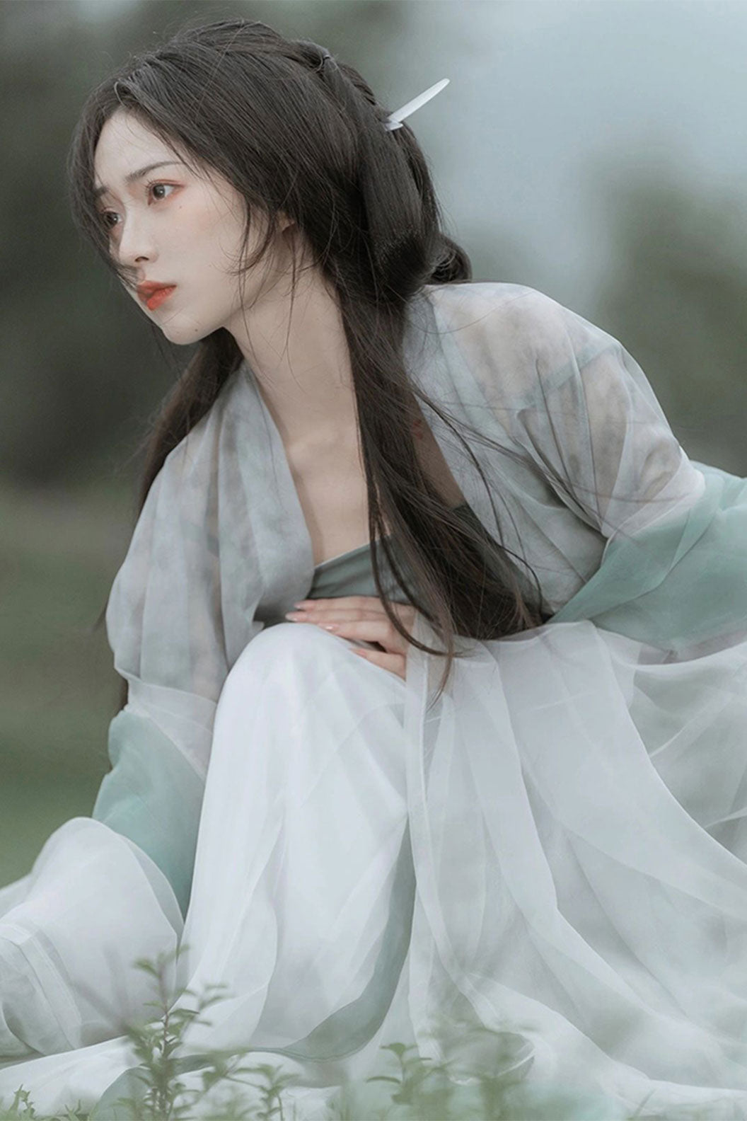 Song Dynasty Green Hanfu Dress with Chinese Style and One-Piece Skirt - liumeng 柳梦