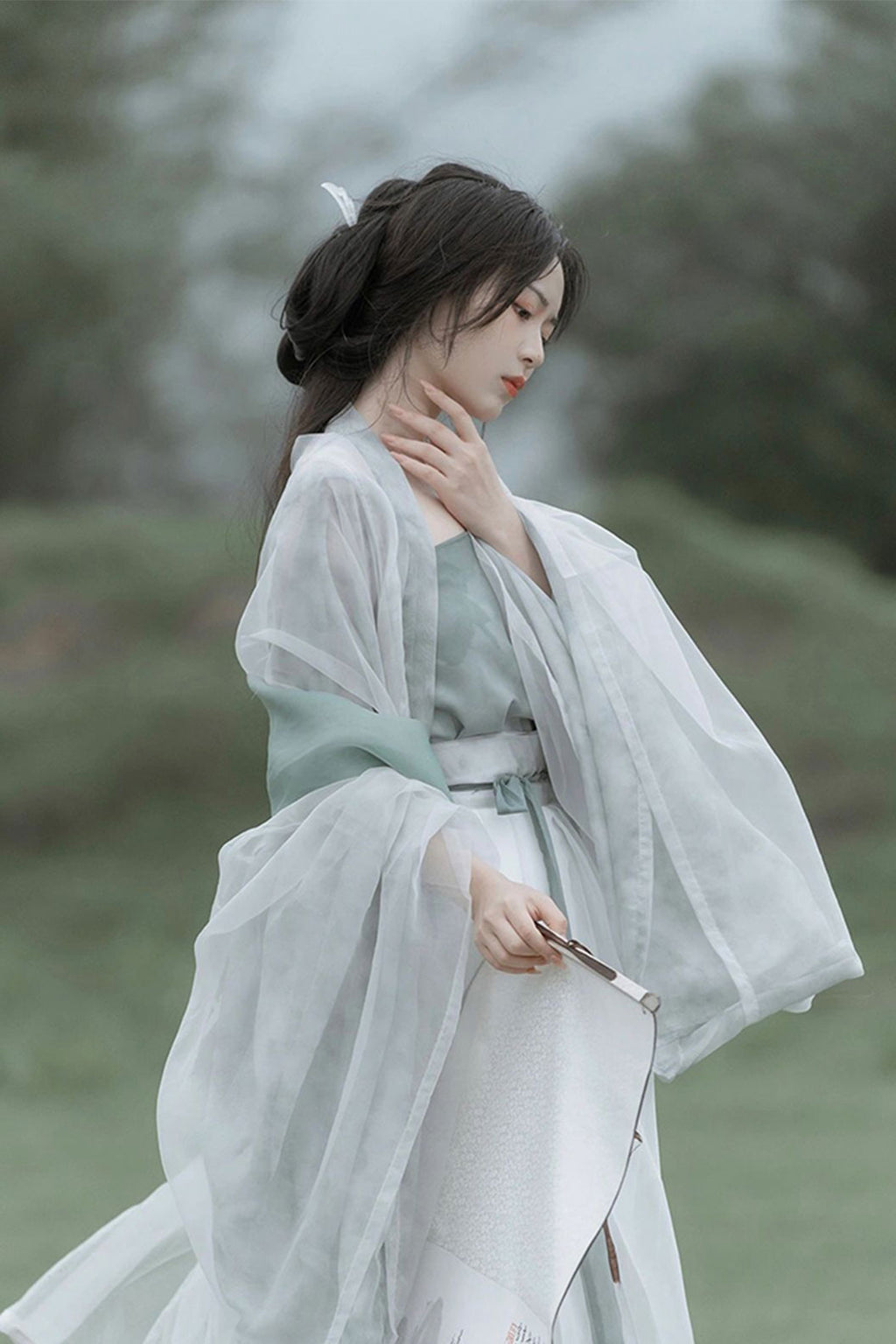 Song Dynasty Green Hanfu Dress with Chinese Style and One-Piece Skirt - liumeng 柳梦
