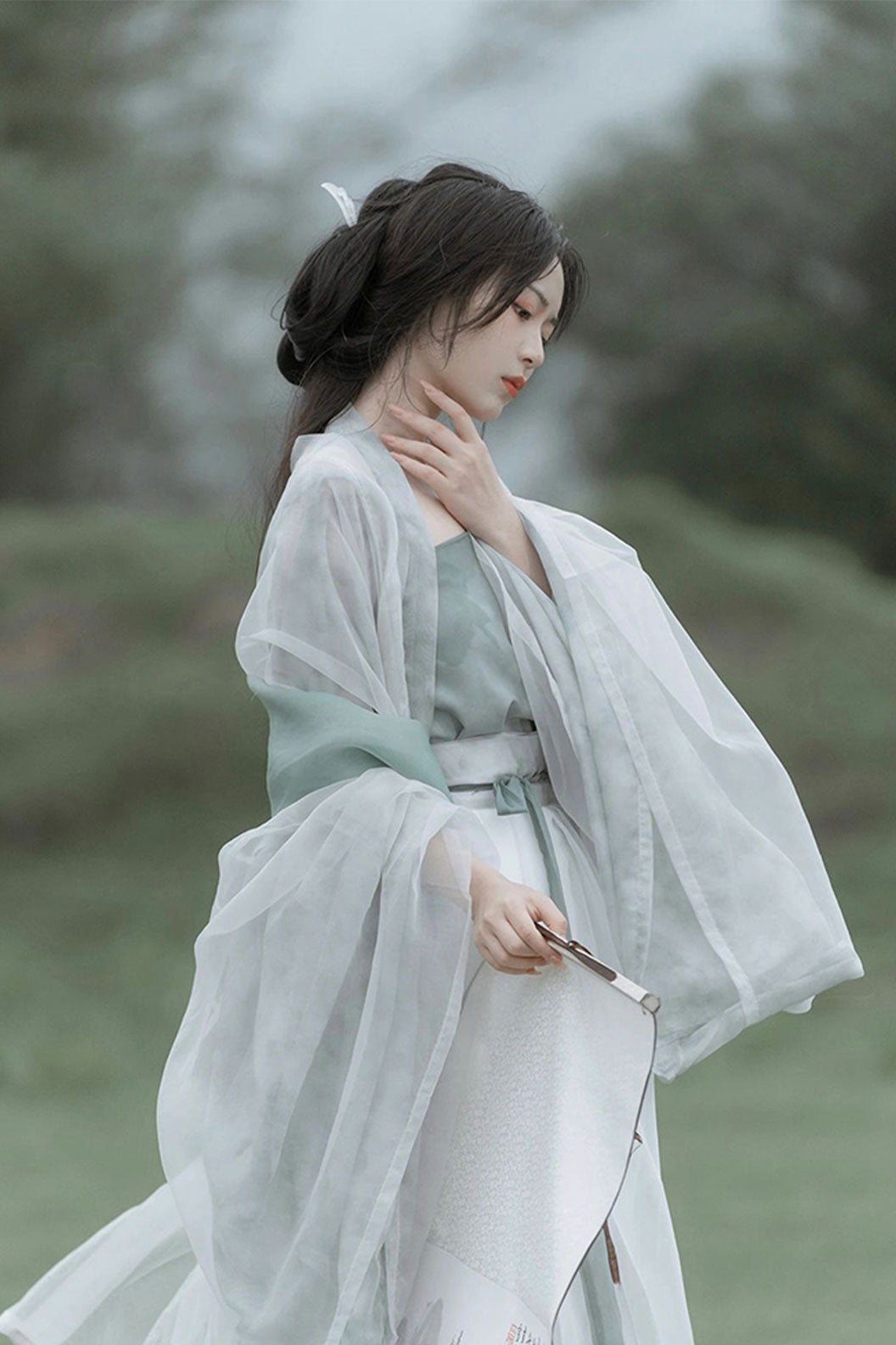 Song Dynasty Green Hanfu Dress with Chinese Style and One-Piece Skirt - liumeng 柳梦