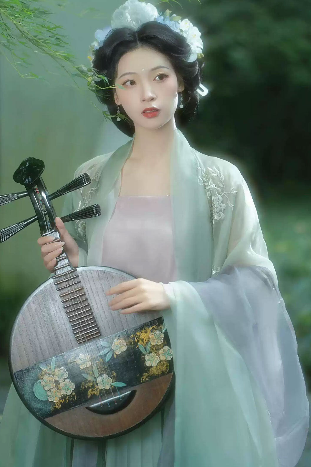 Song dynasty hanfu Green hanfu dress Embroidered Wide Sleeve Shirt - daise 黛色