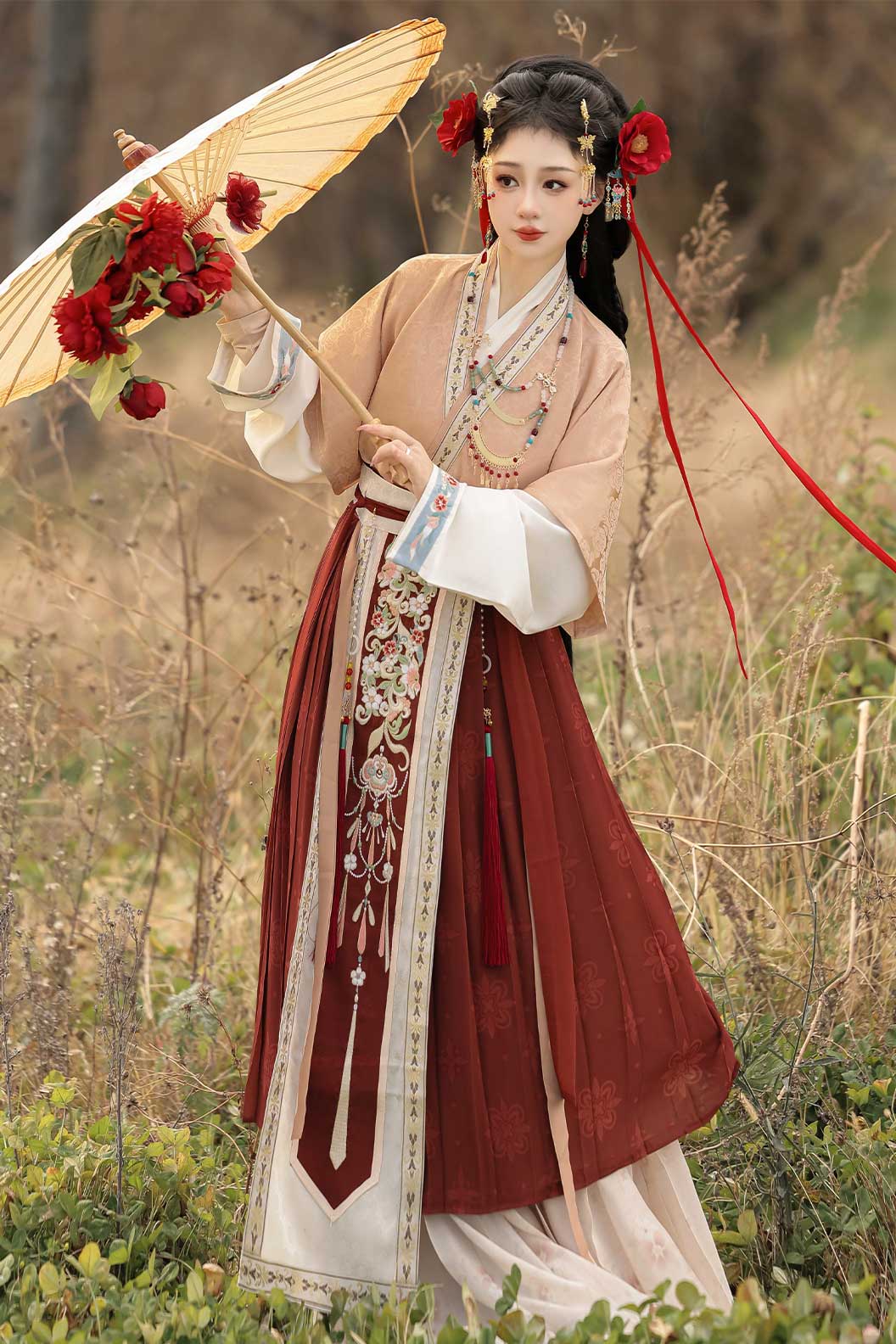 Song dynasty hanfu high waisted pleated skirt with bixi- chuanxiao 春晓
