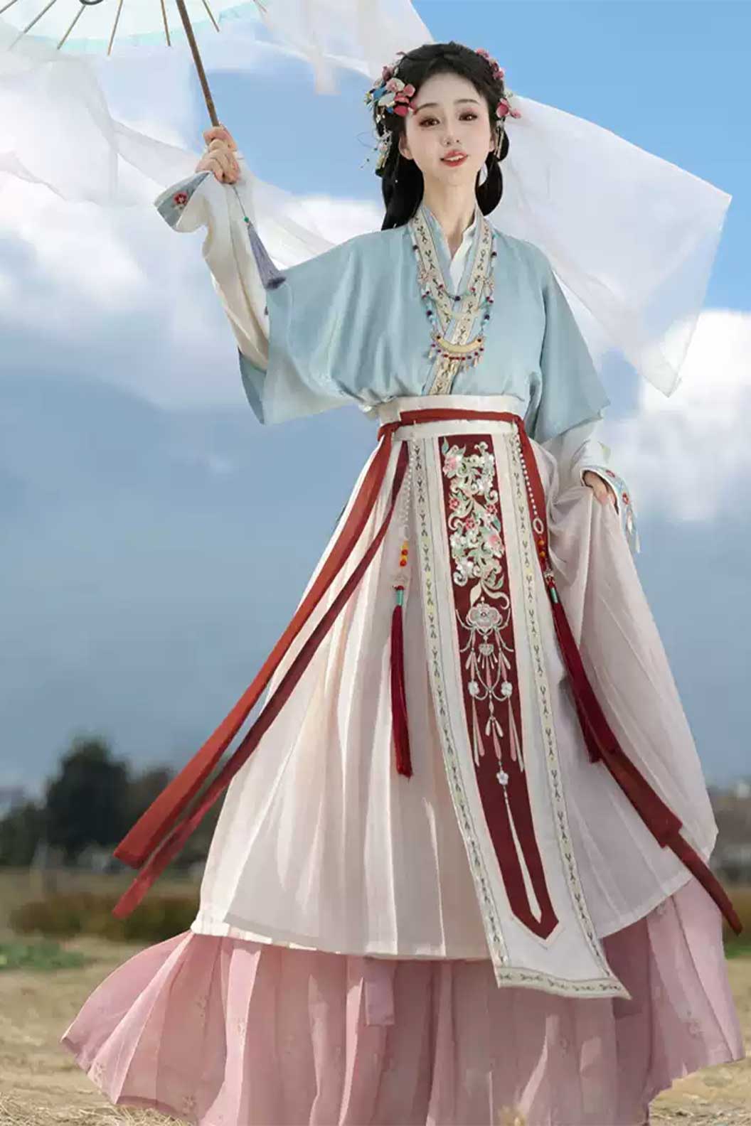 Song dynasty hanfu high waisted pleated skirt with bixi- chuanxiao 春晓