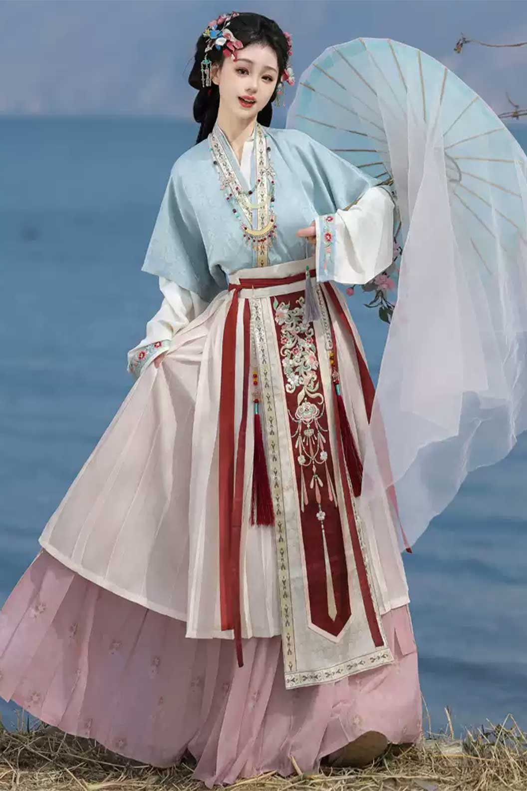 Song dynasty hanfu high waisted pleated skirt with bixi- chuanxiao 春晓