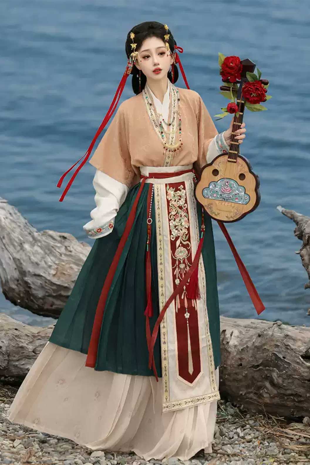 Song dynasty hanfu high waisted pleated skirt with bixi- chuanxiao 春晓