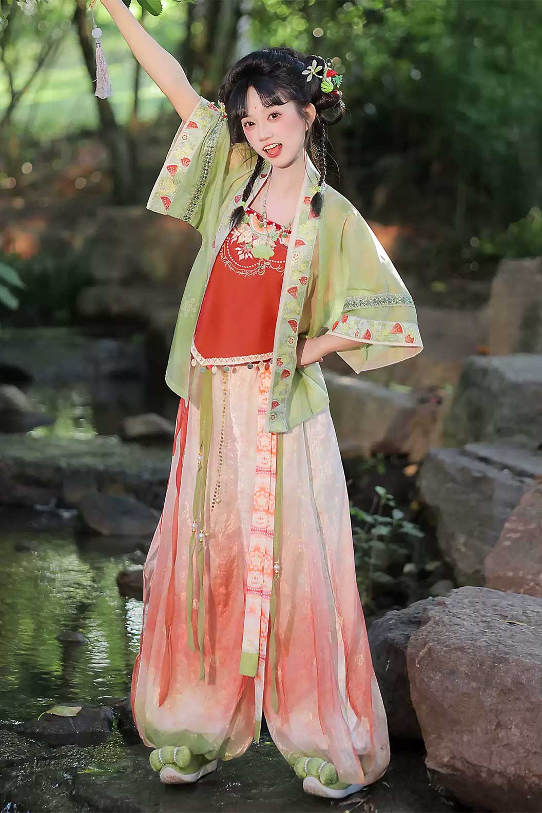 Song dynasty hanfu red hanfu trousers for spring - chiguashaonv 吃瓜少女