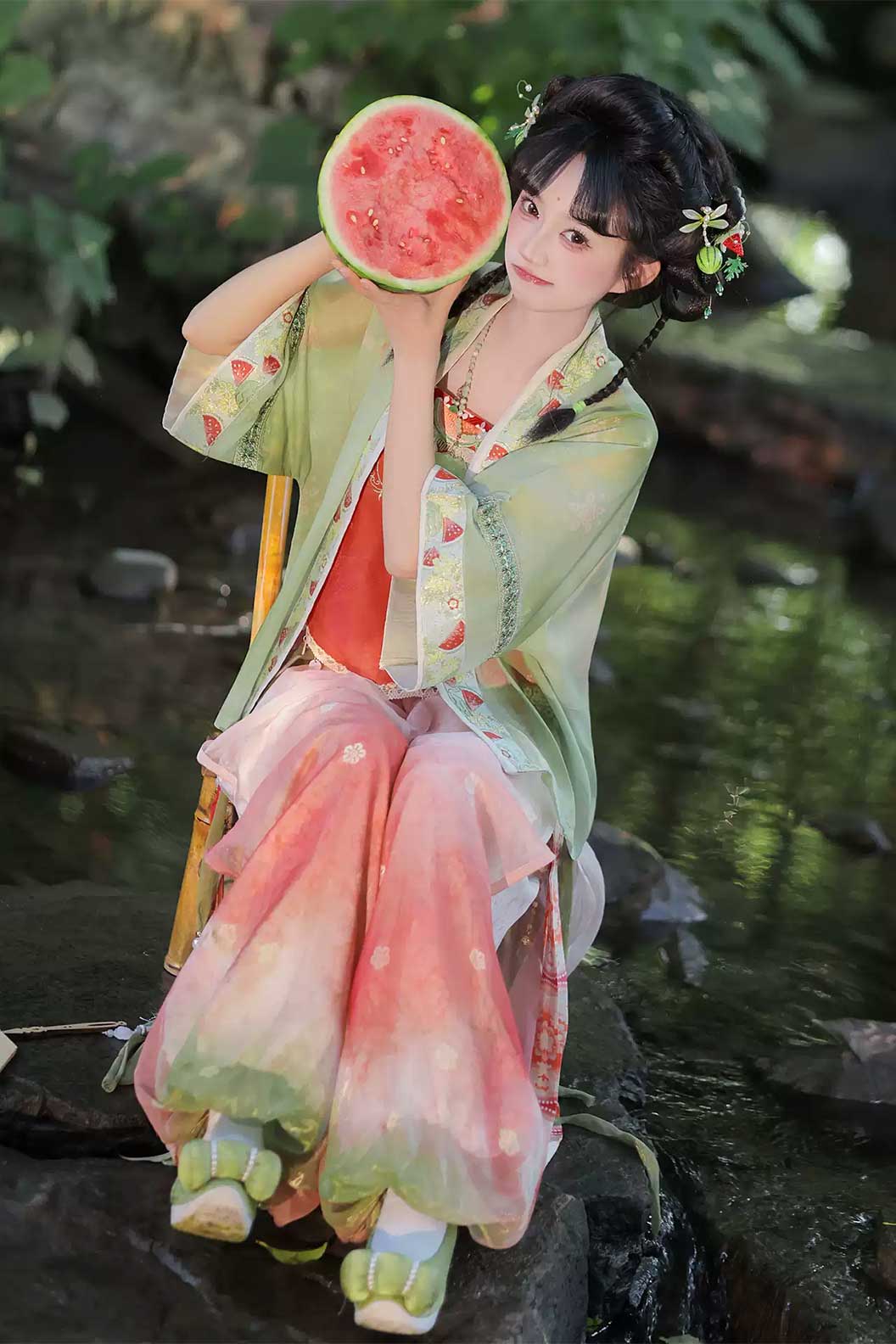 Song dynasty hanfu red hanfu trousers for spring - chiguashaonv 吃瓜少女