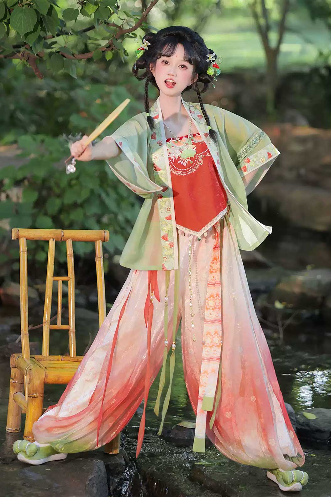 Song dynasty hanfu red hanfu trousers for spring - chiguashaonv 吃瓜少女