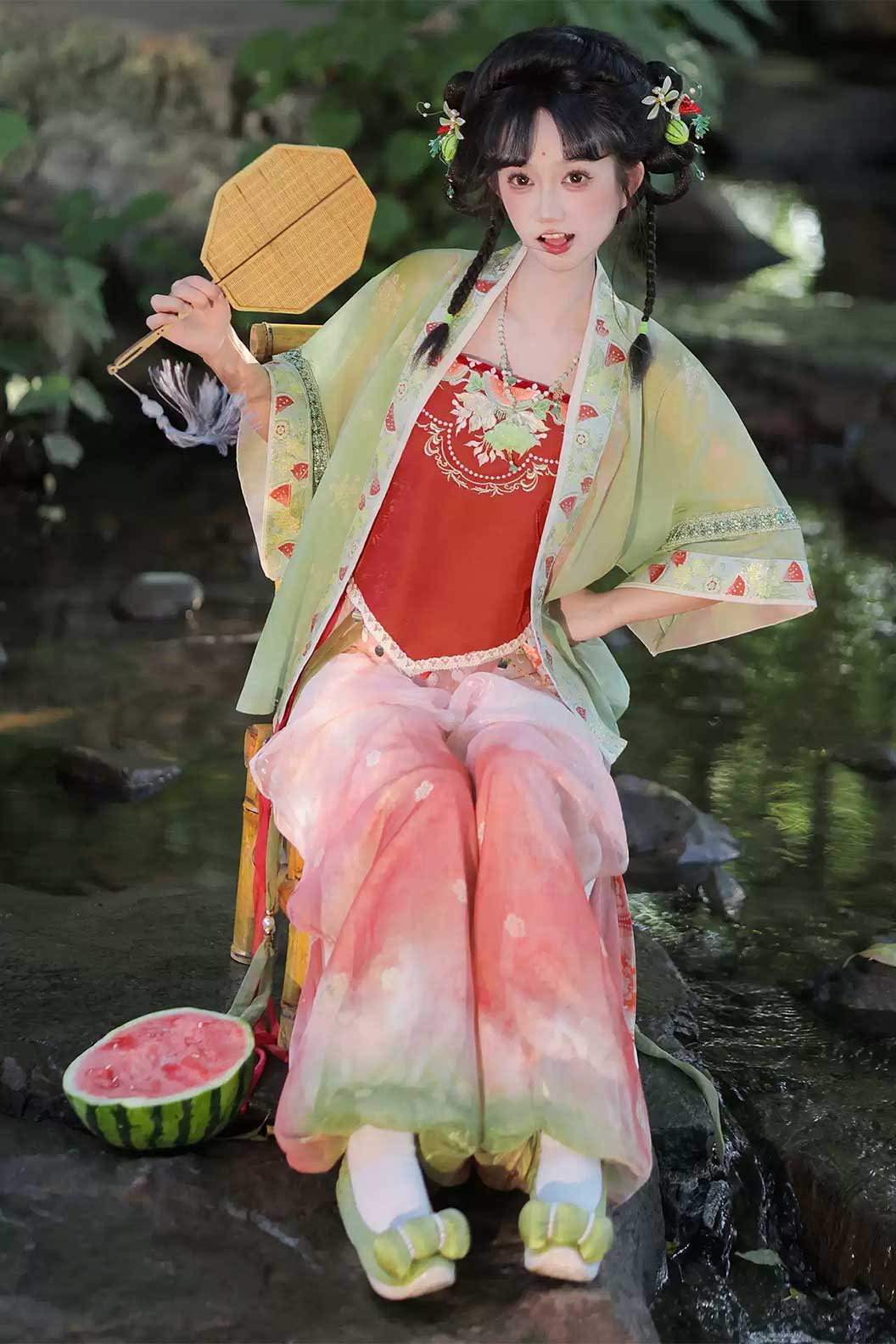 Song dynasty hanfu red hanfu trousers for spring - chiguashaonv 吃瓜少女