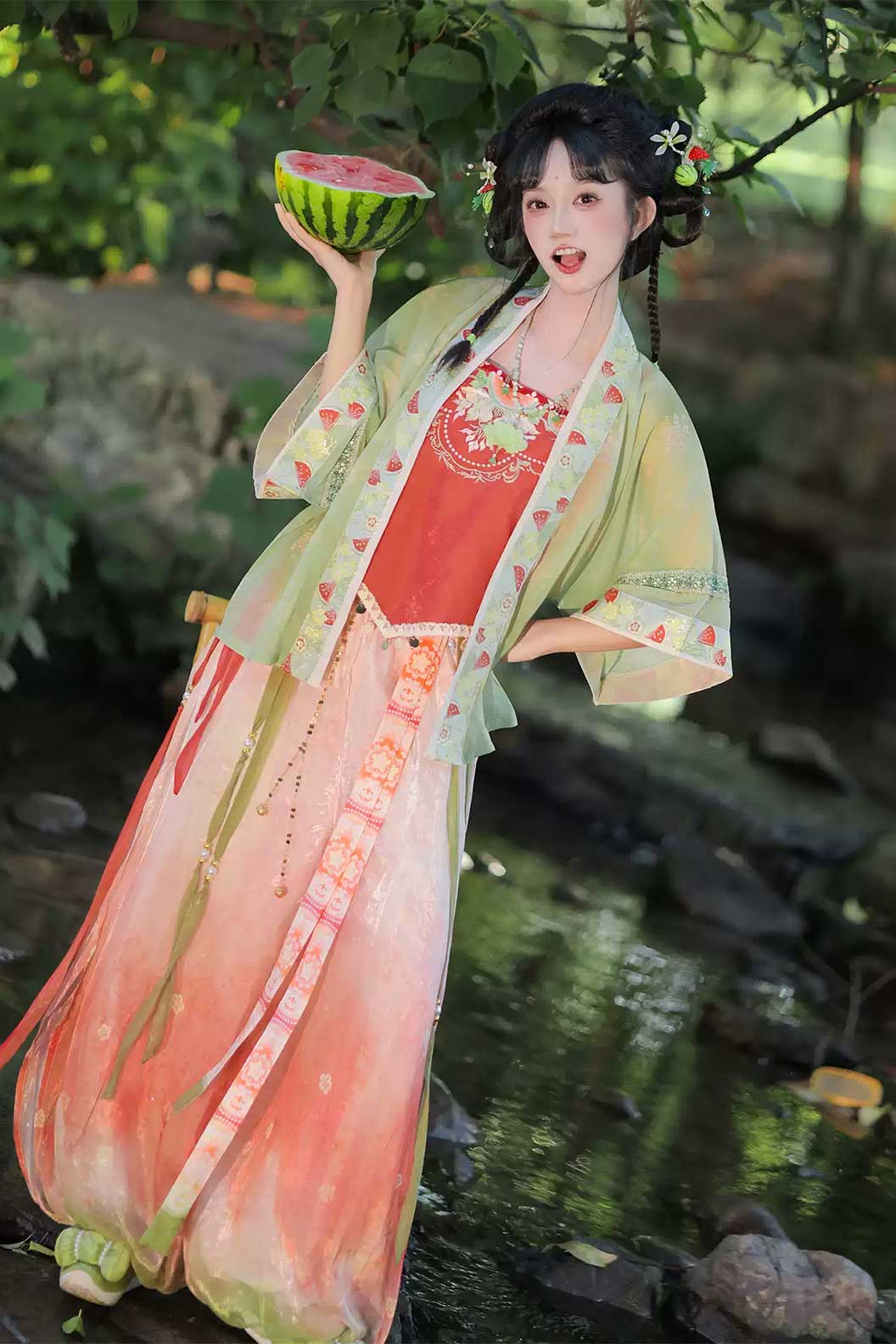 Song dynasty hanfu red hanfu trousers for spring - chiguashaonv 吃瓜少女