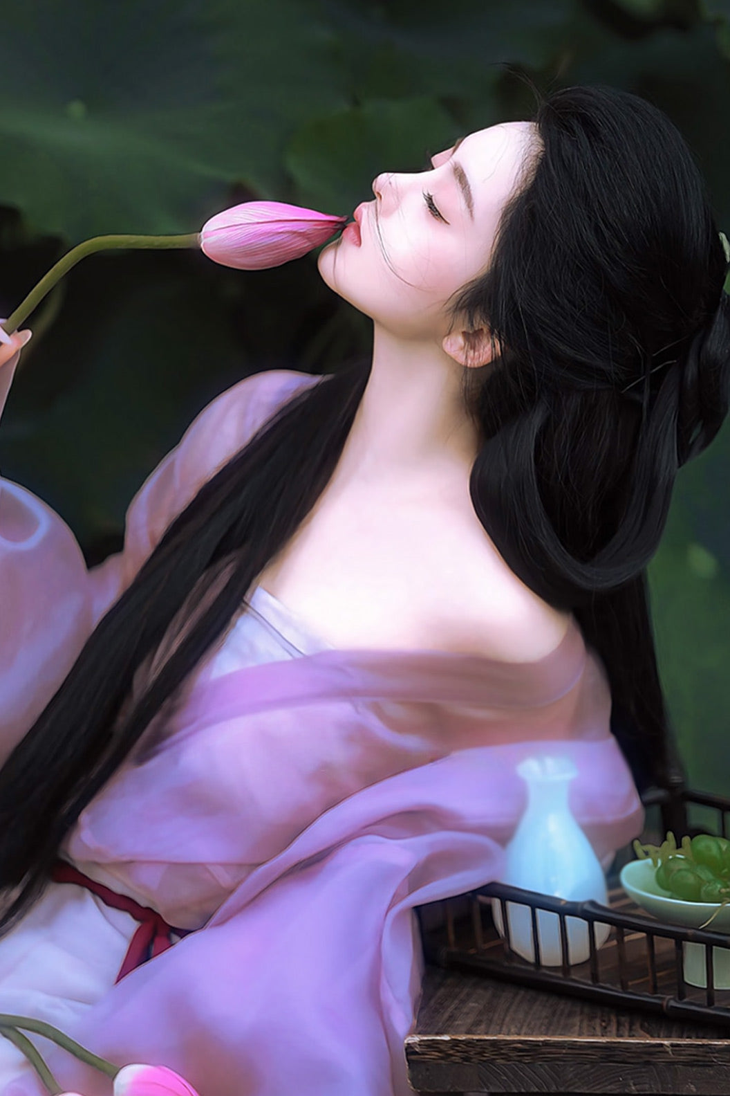 Song Dynasty New Chinese Style Daily Wear Purple Hanfu Dress - zihe 紫荷